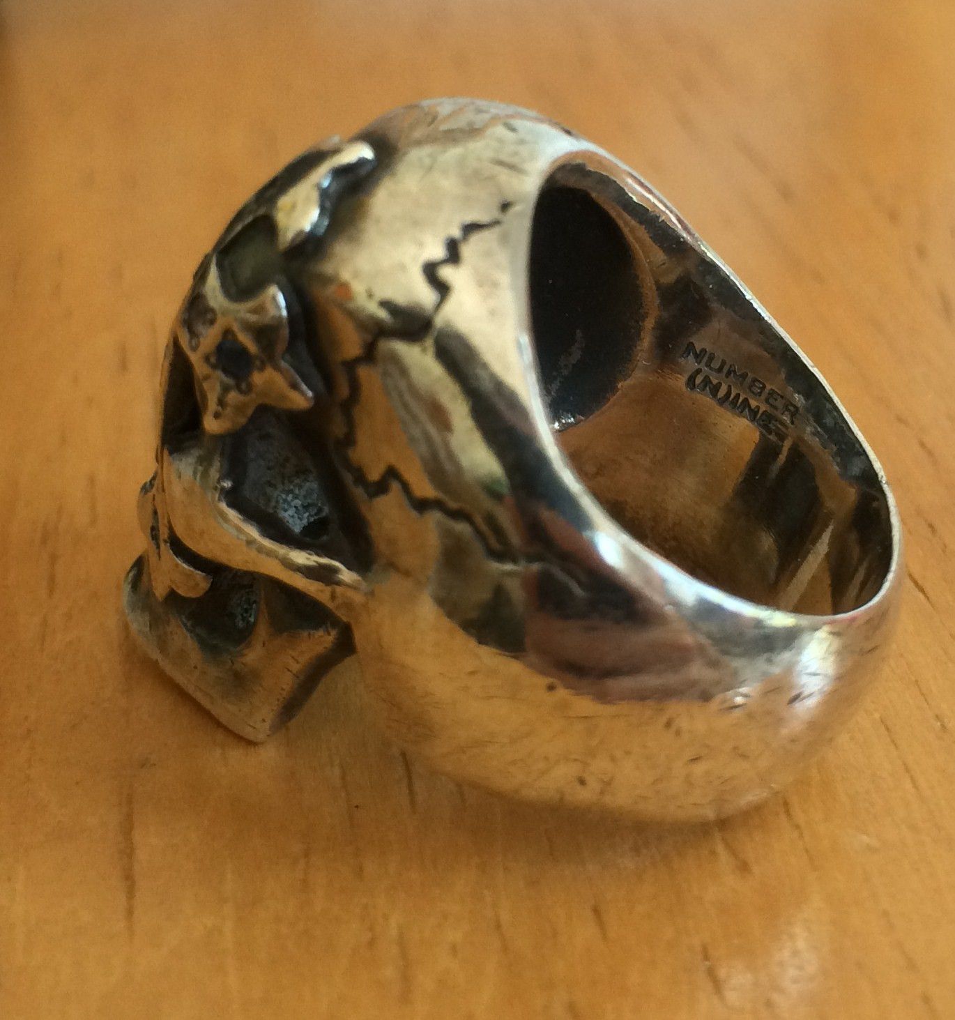 Number (N)ine SS05 "Nightcrawler" Bejeweled Silver Skull Ring w/ box Size ONE SIZE - 8 Thumbnail