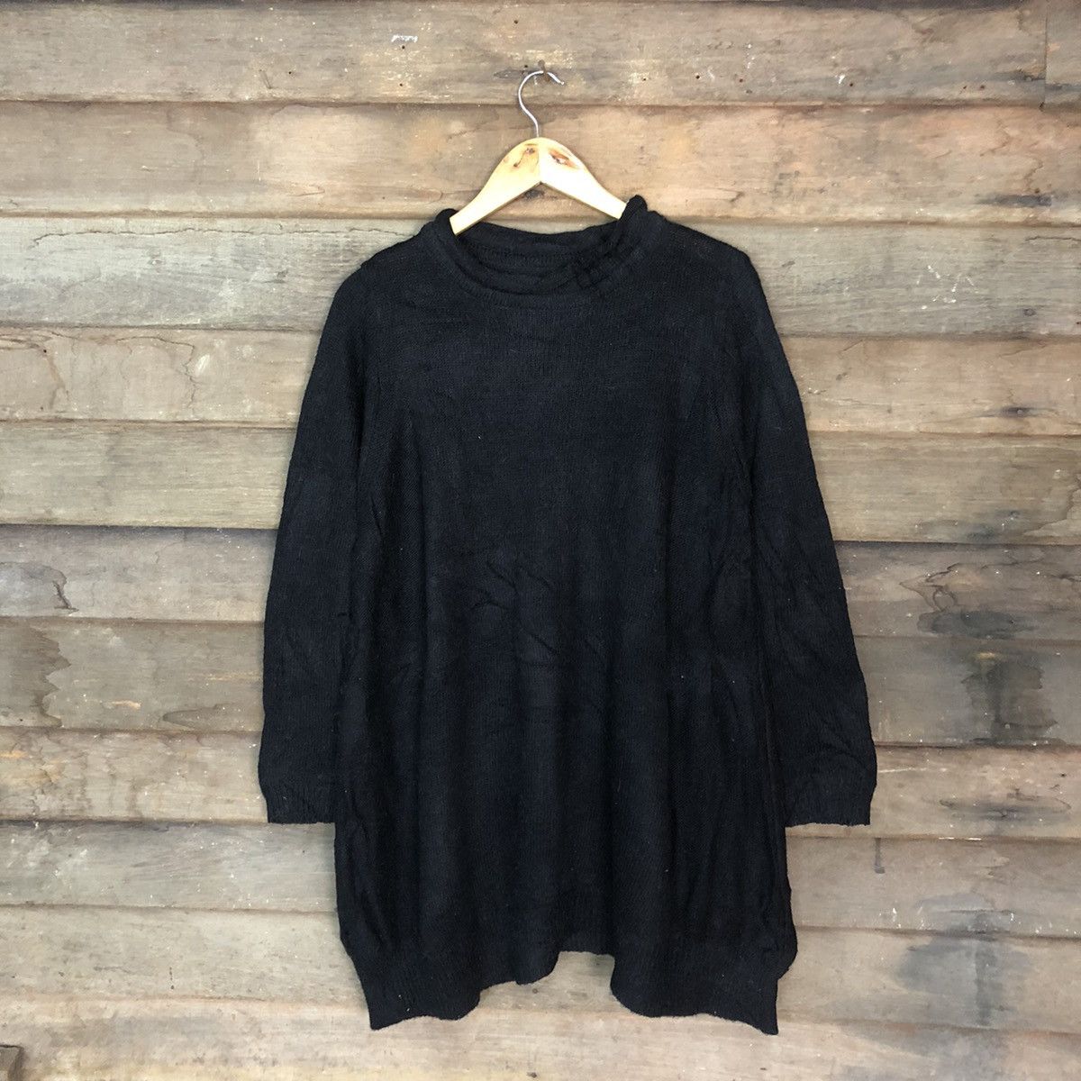 Vintage Plain Black Knit Jacket by Japan Avantgarde