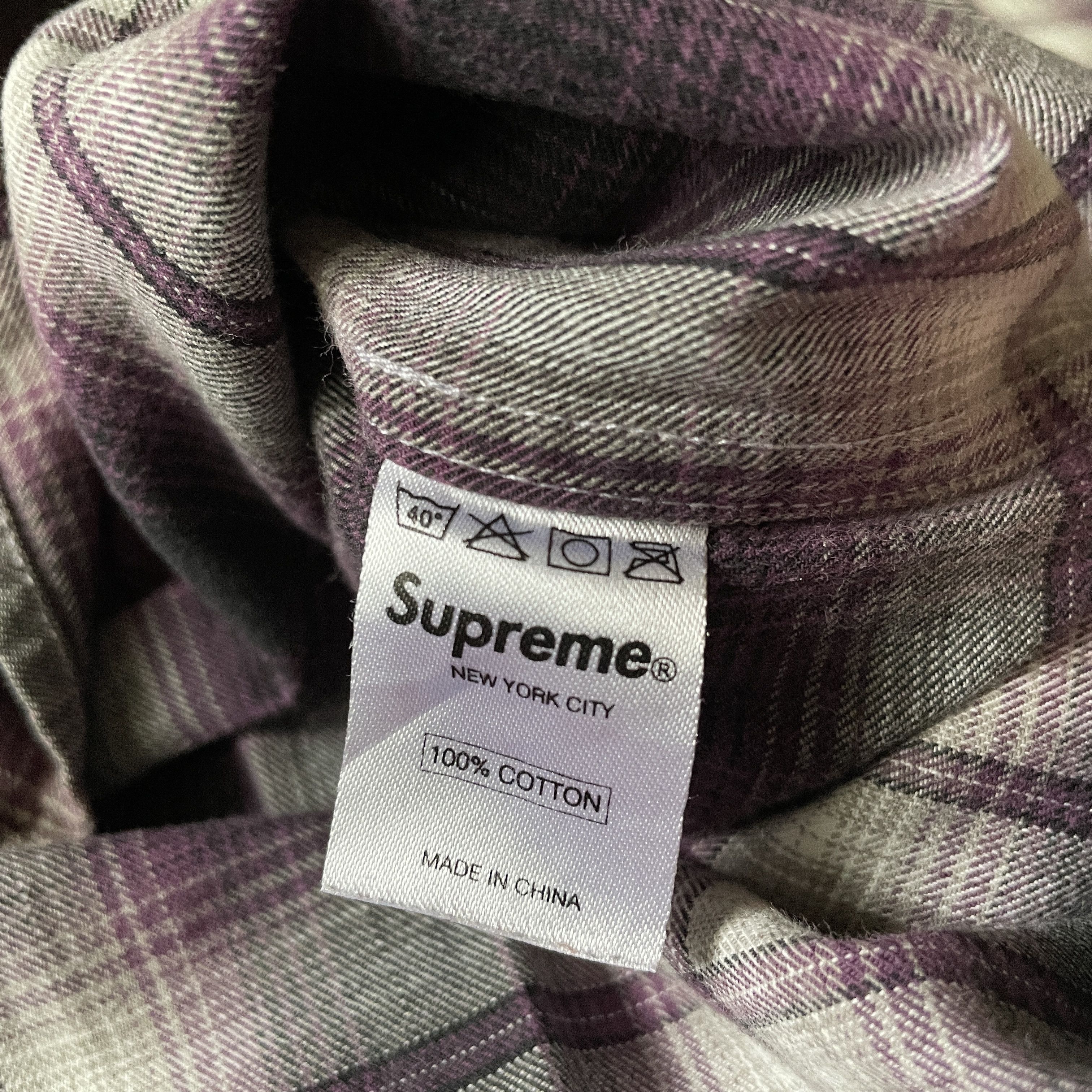 Supreme Supreme - Hombre Plaid Flannel Button Up Shirt Purple 
