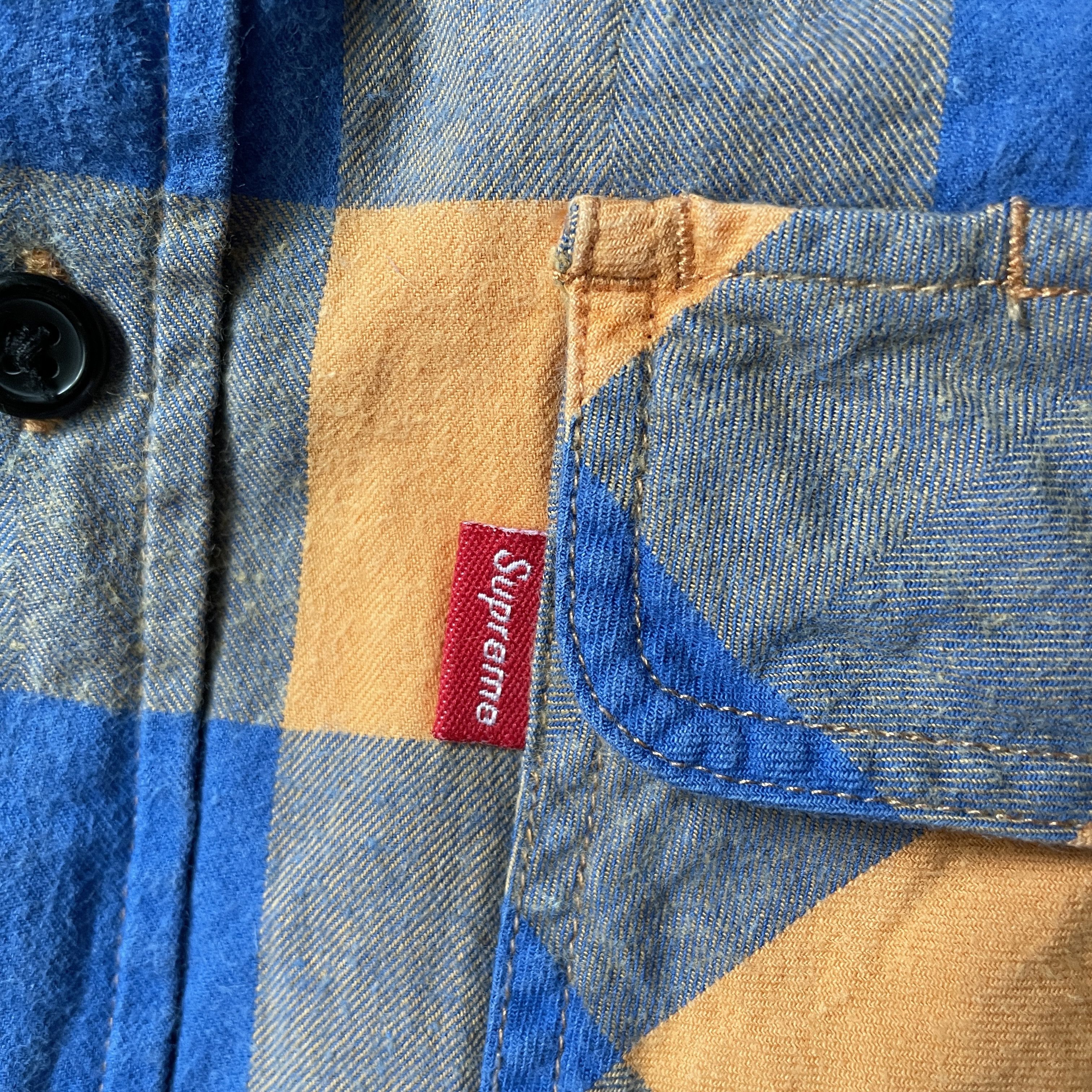 Supreme Supreme - Plaid Flannel Shirt - Blue, Orange & Gray 2000's Size US M / EU 48-50 / 2 - 3 Thumbnail