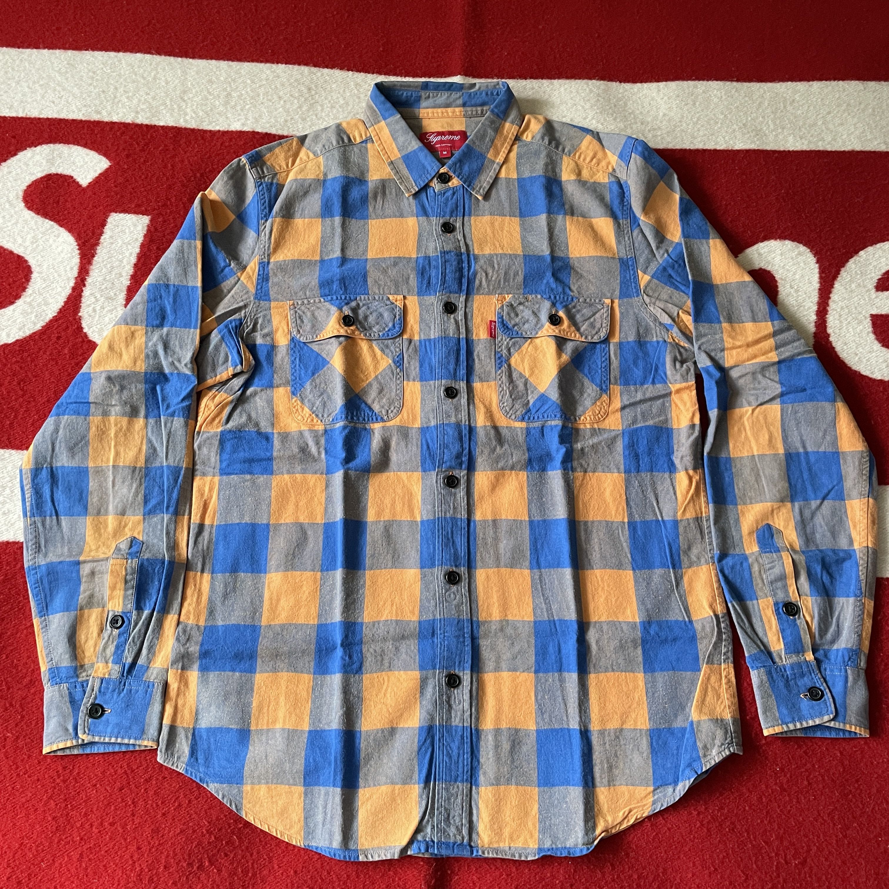 Supreme Supreme - Plaid Flannel Shirt - Blue, Orange & Gray 2000's | Grailed