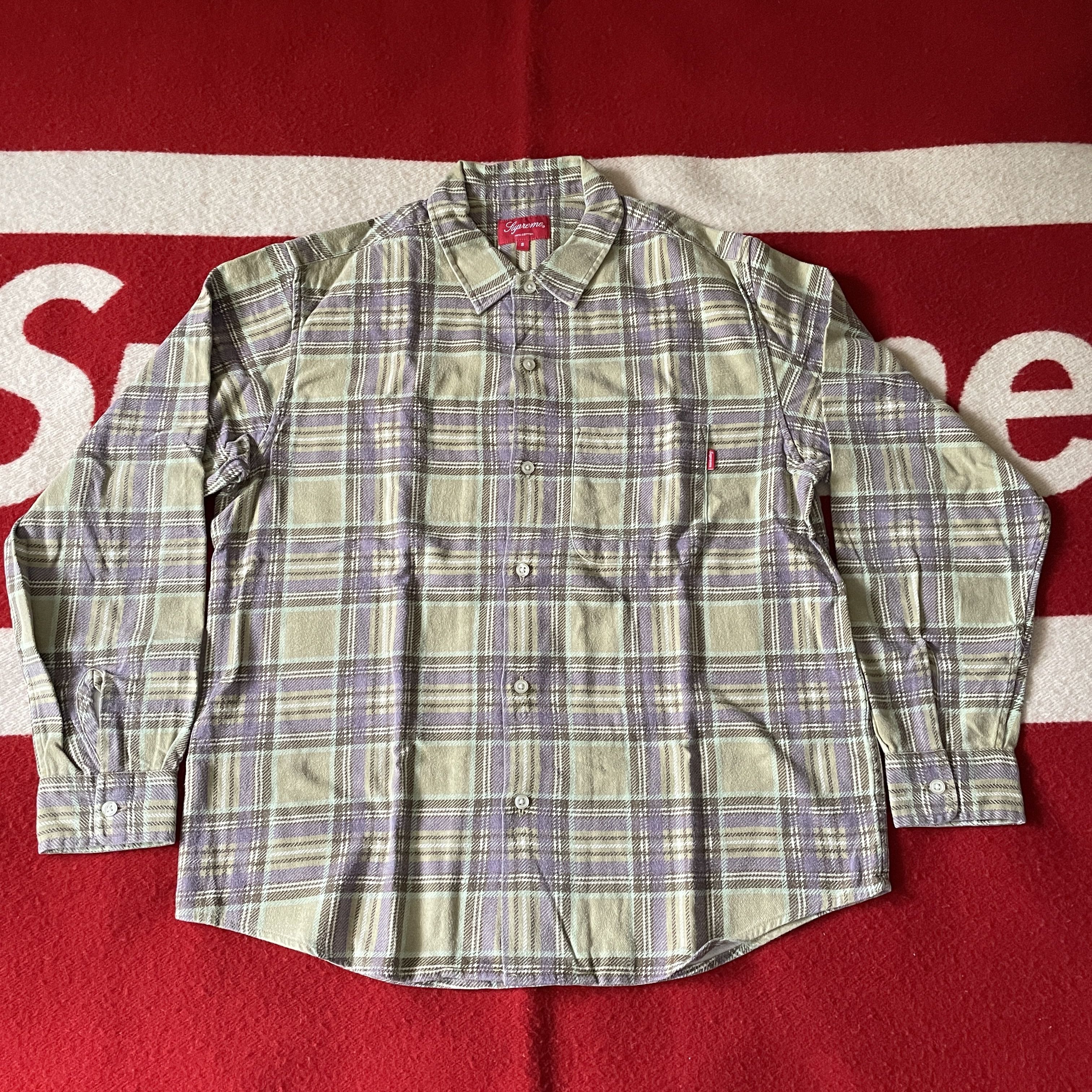 image of Supreme - Printed Plaid Shirt S/s2020 Tan (Fits M, Size Small) in Tan/Purple, Men's