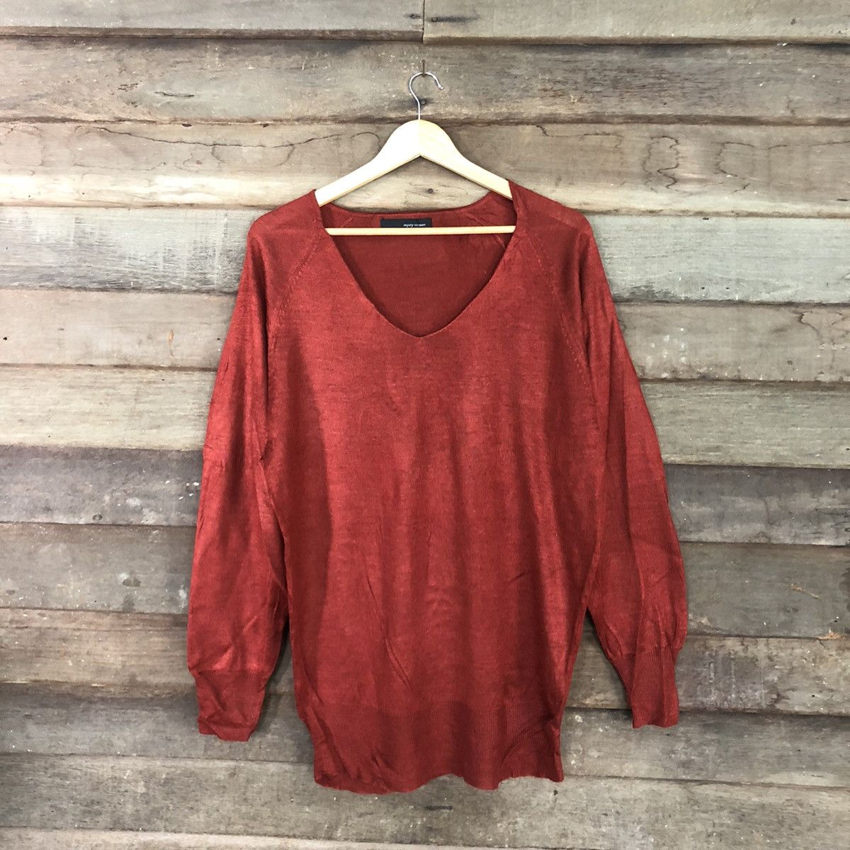 image of Homespun Knitwear x Vintage Sweatshirt Knitwear By Mysty (Authentic Vintage) in Orange (Size Medium