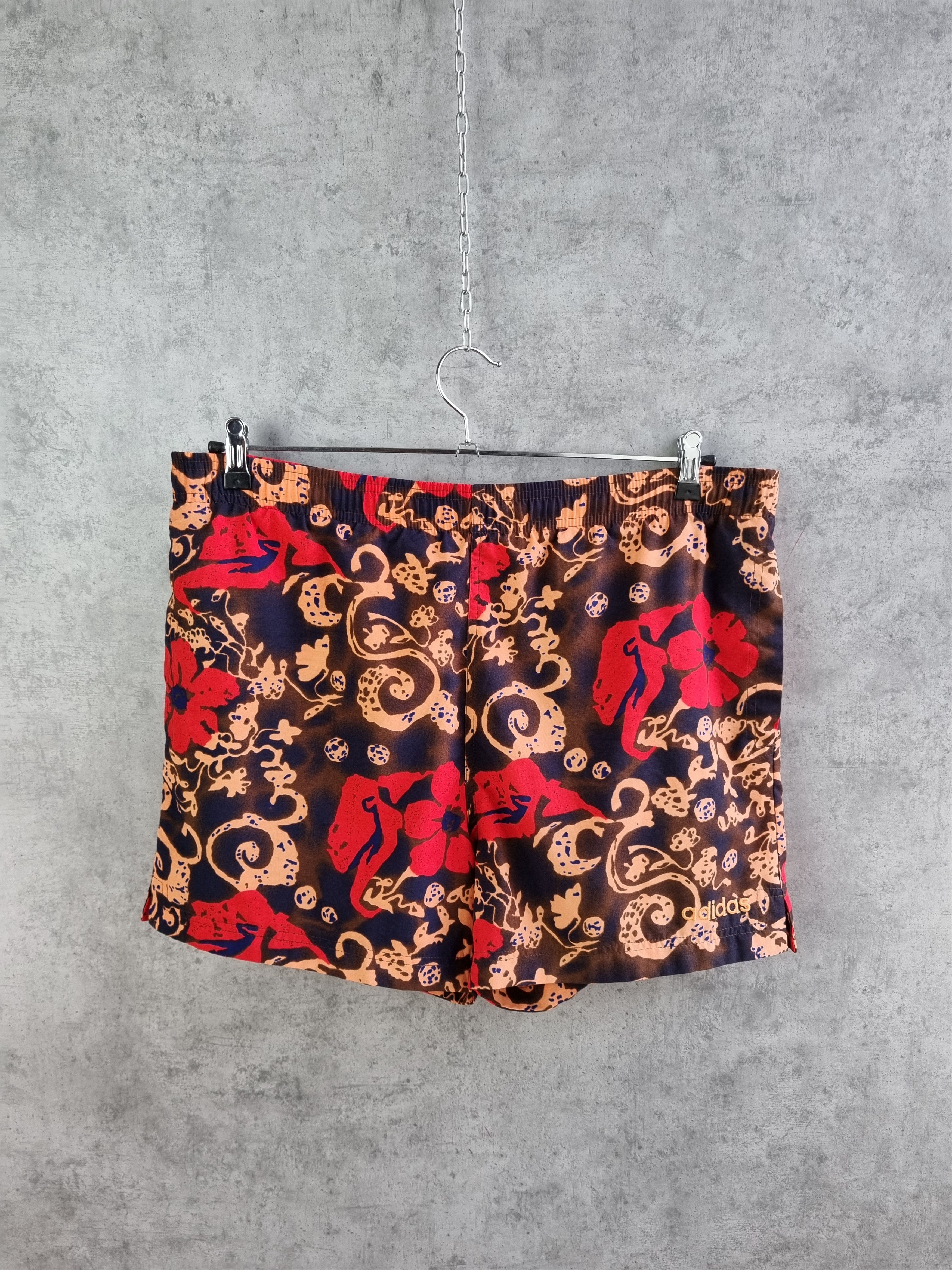 Adidas × Vintage Adidas Hawaiian Floral Print Swimming Sport Shorts Size US 33 - 1 Thumbnail