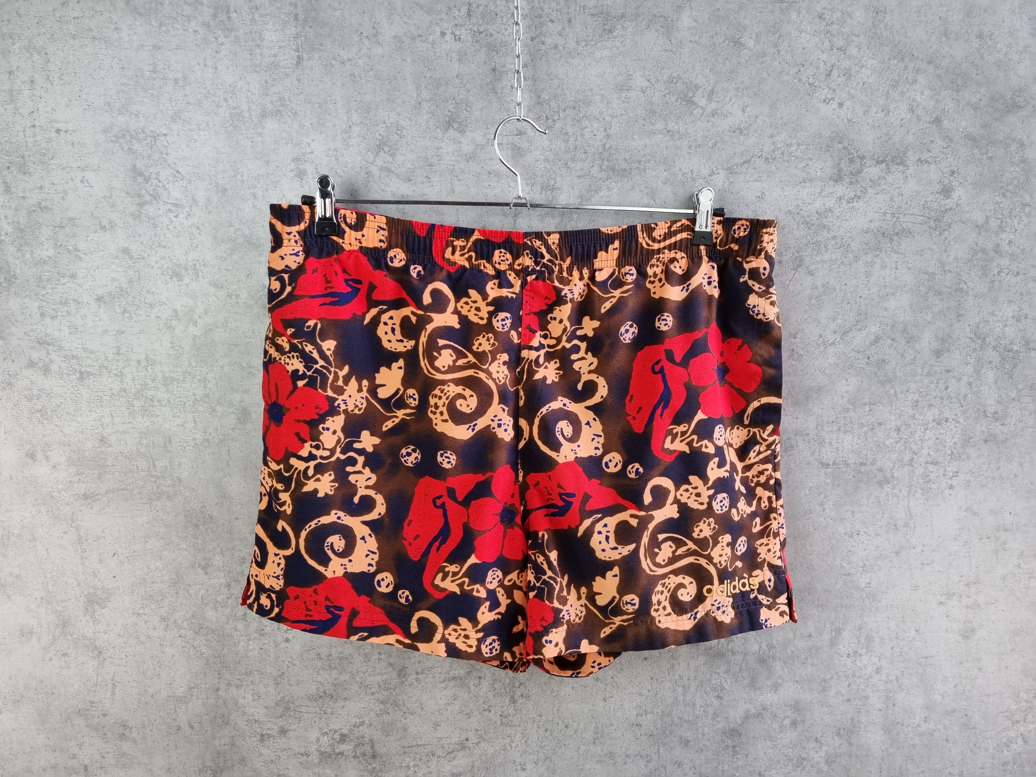 Adidas × Vintage Adidas Hawaiian Floral Print Swimming Sport Shorts Size US 33 - 11 Thumbnail