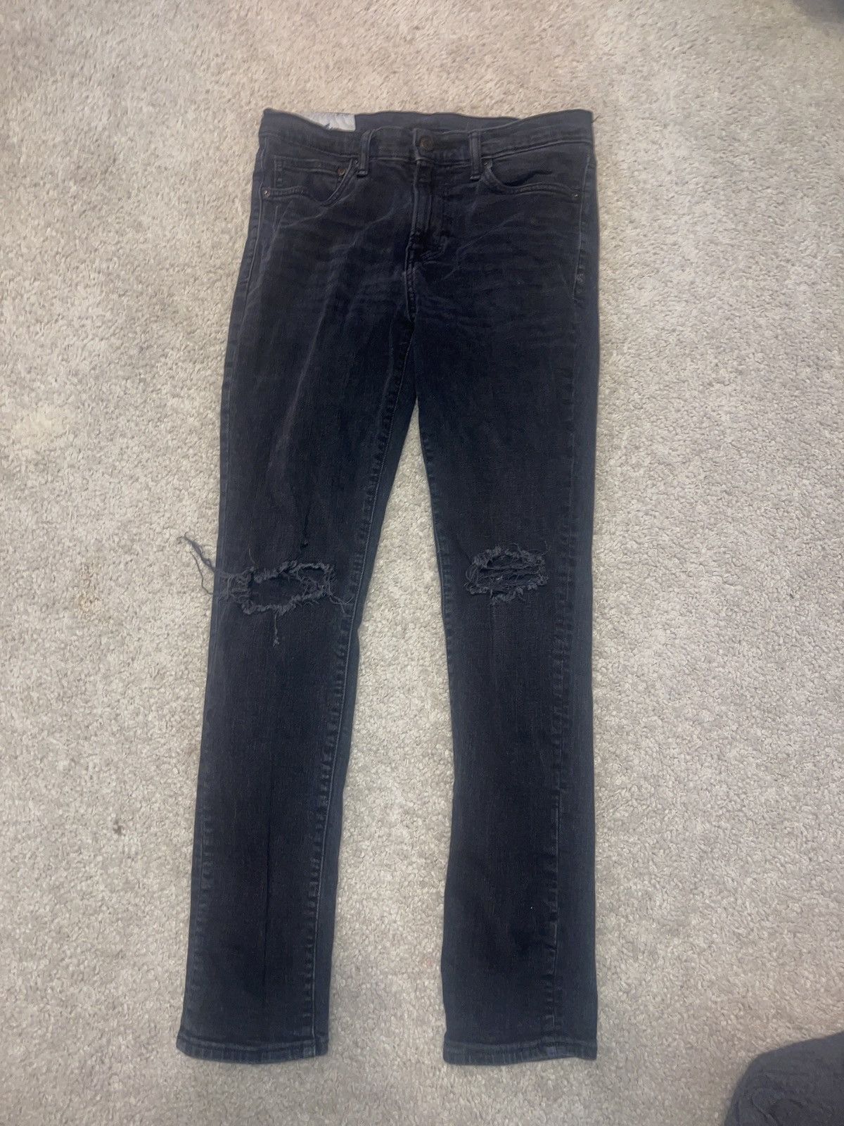 H&M Skinny Black ripped denim jeans Size US 32 / EU 48 - 1 Thumbnail