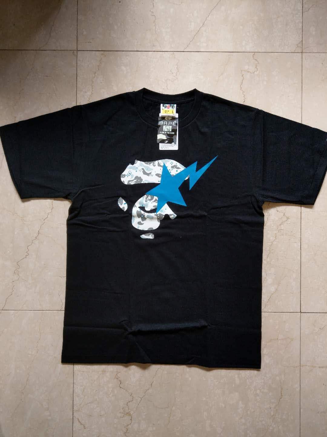 image of Bape Space Camo Ape Face On Bapesta Tee in Black, Men's (Size Large)