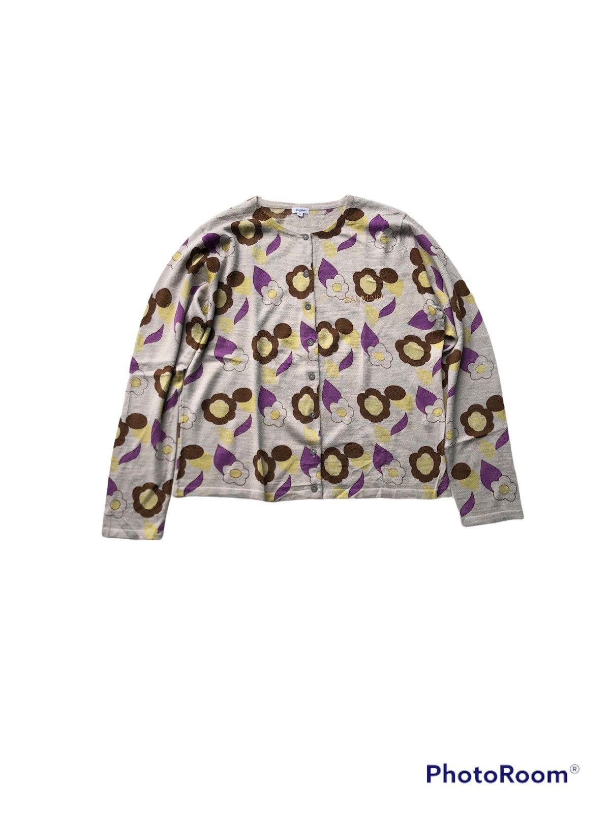Balmain × Pierre Balmain × Vintage Balmain Paris Cardigans Flower Print Women's Size L / US 10 / IT 46 - 3 Thumbnail