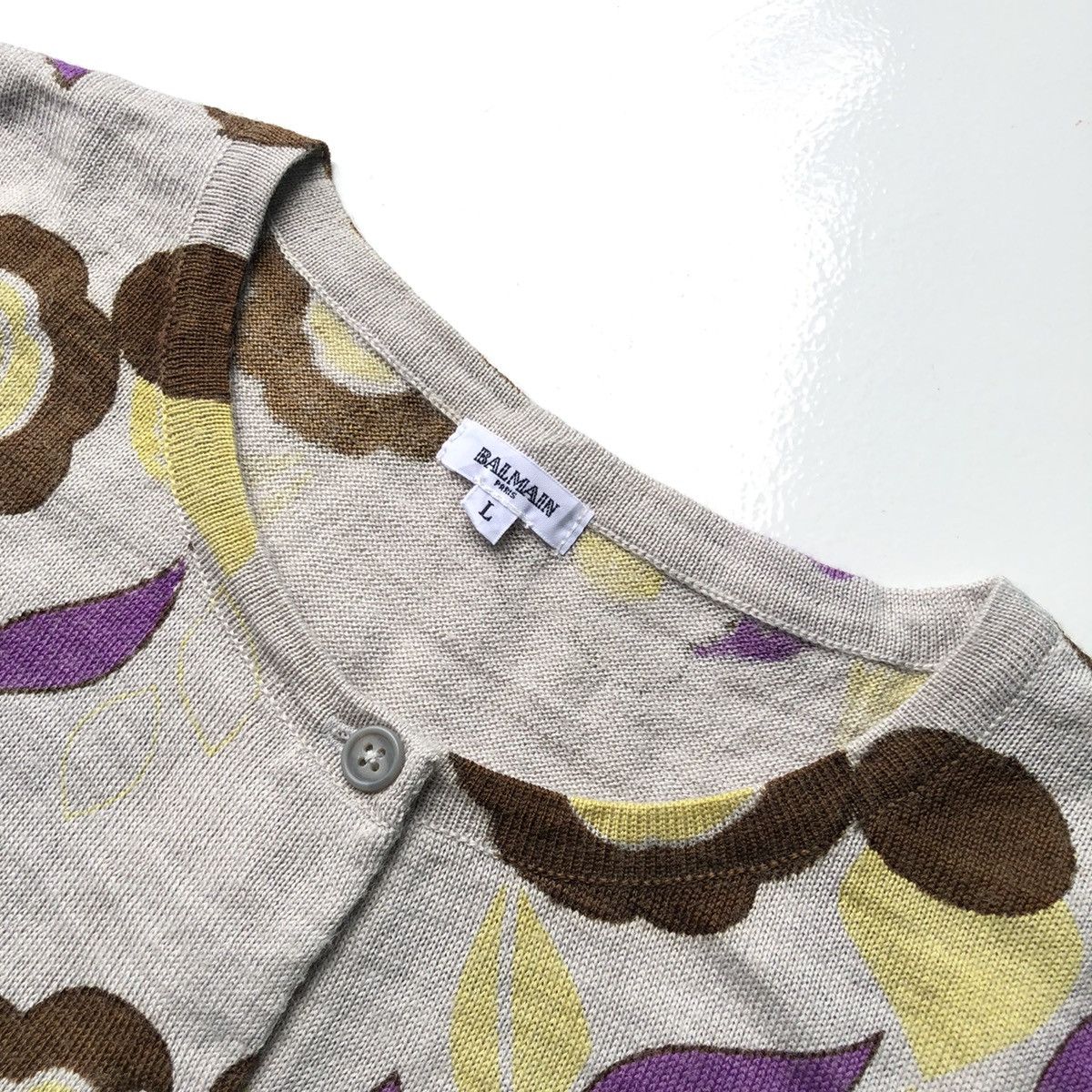 Balmain × Pierre Balmain × Vintage Balmain Paris Cardigans Flower Print Women's Size L / US 10 / IT 46 - 7 Thumbnail