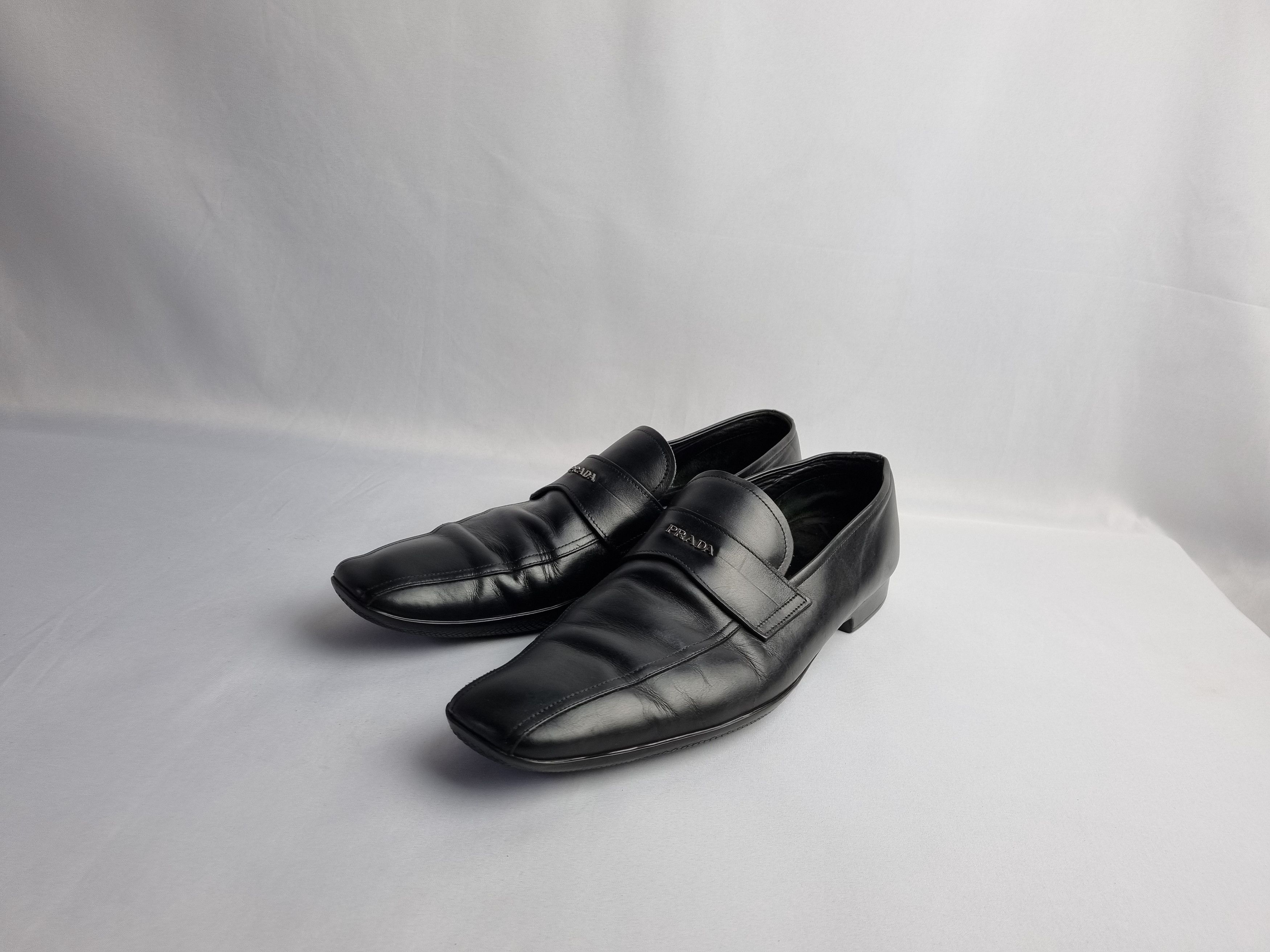 Leather × Prada × Vintage Prada Luxury Leather Shoes with metallic Logo Size US 11 / EU 44 - 2 Thumbnail
