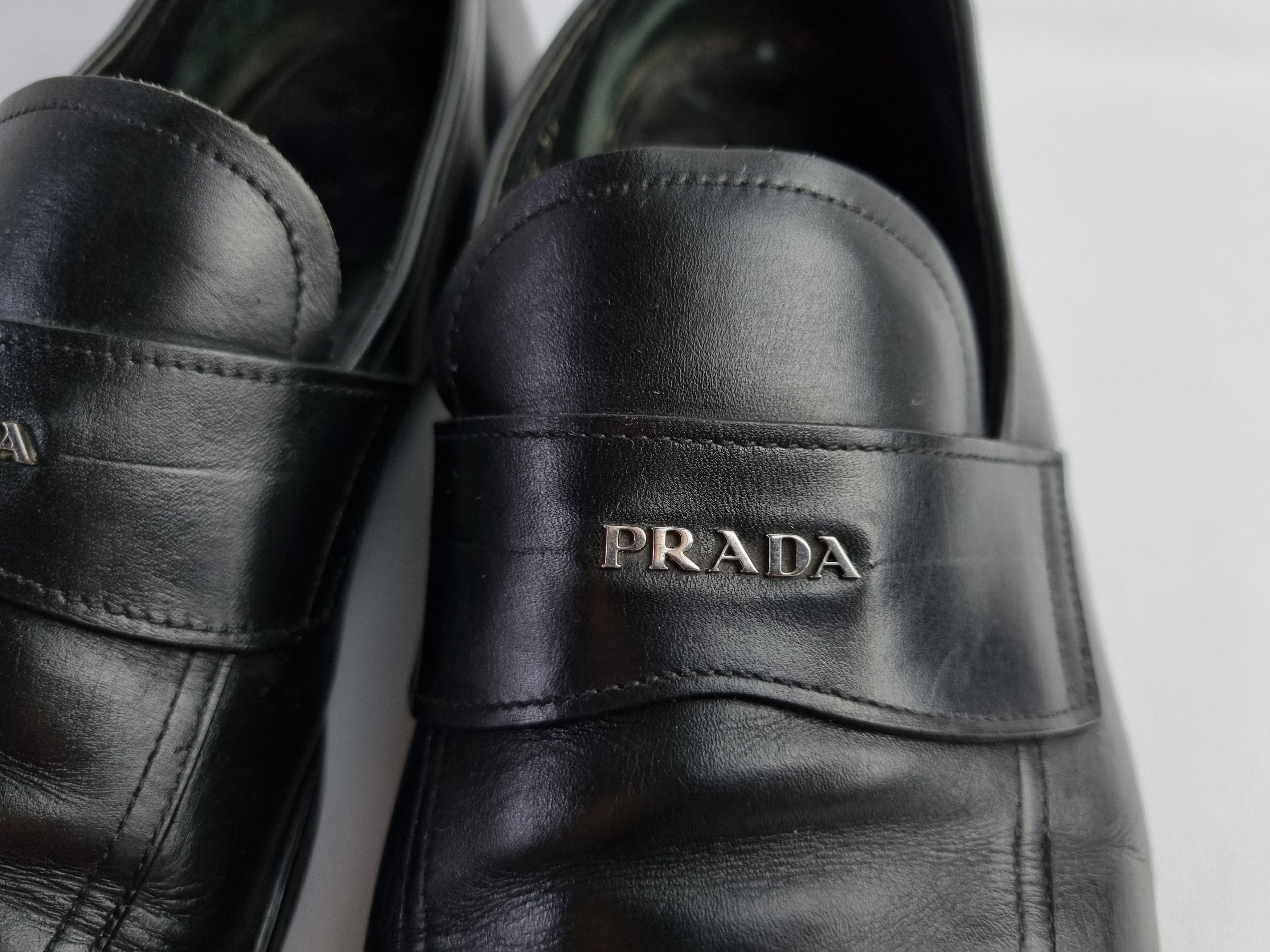 Leather × Prada × Vintage Prada Luxury Leather Shoes with metallic Logo Size US 11 / EU 44 - 15 Thumbnail
