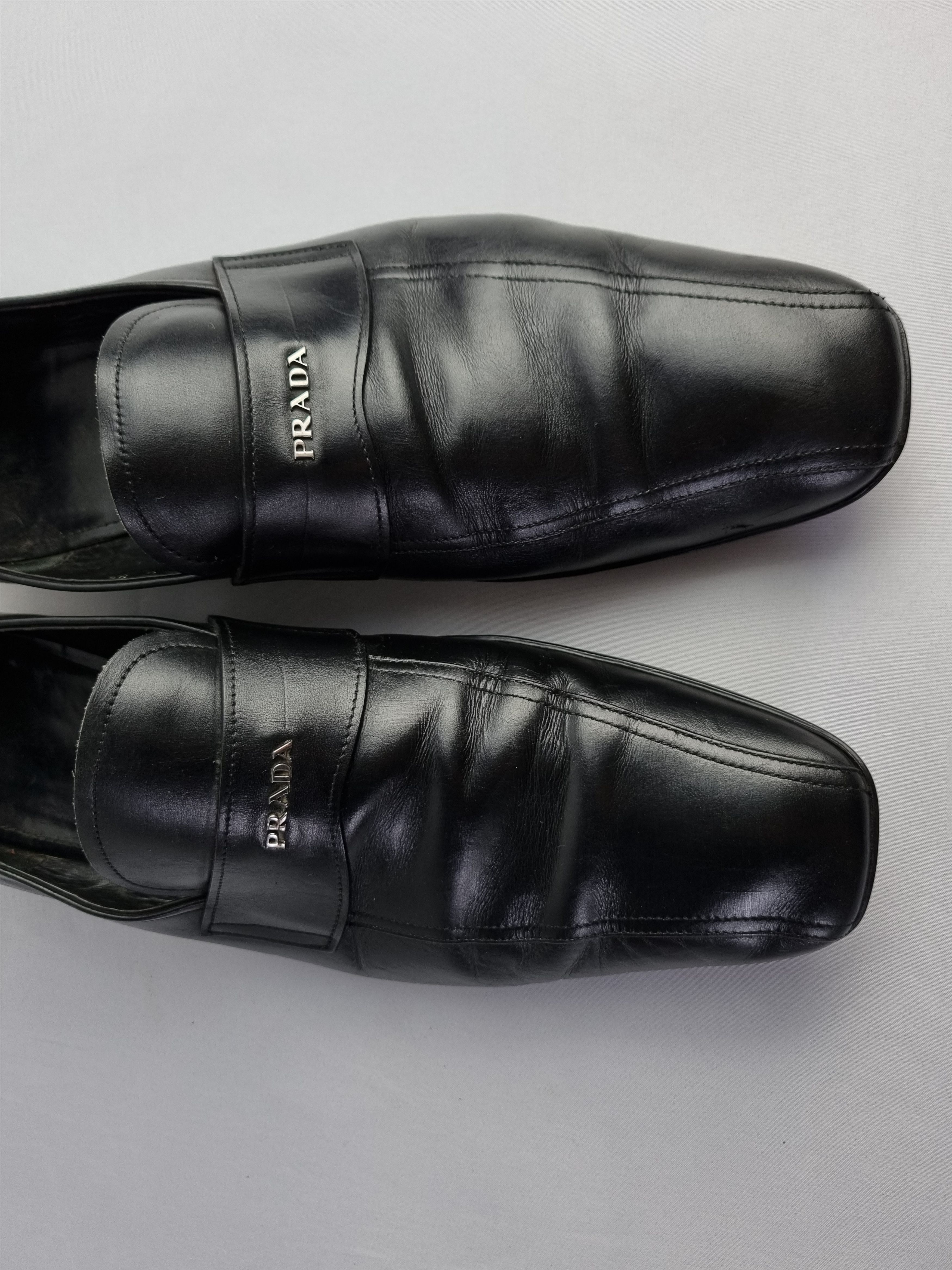 Leather × Prada × Vintage Prada Luxury Leather Shoes with metallic Logo Size US 11 / EU 44 - 16 Thumbnail