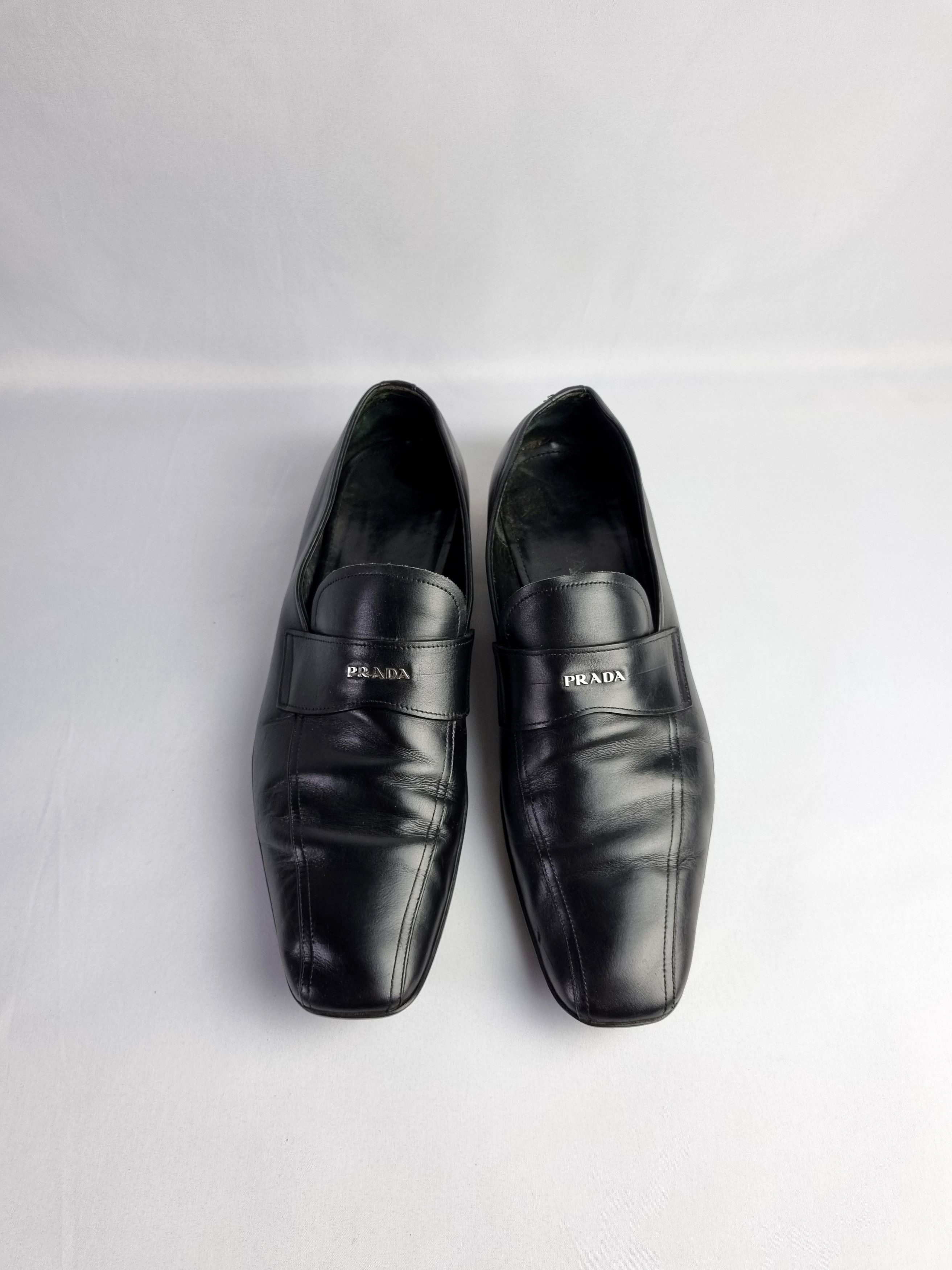Leather × Prada × Vintage Prada Luxury Leather Shoes with metallic Logo Size US 11 / EU 44 - 5 Thumbnail