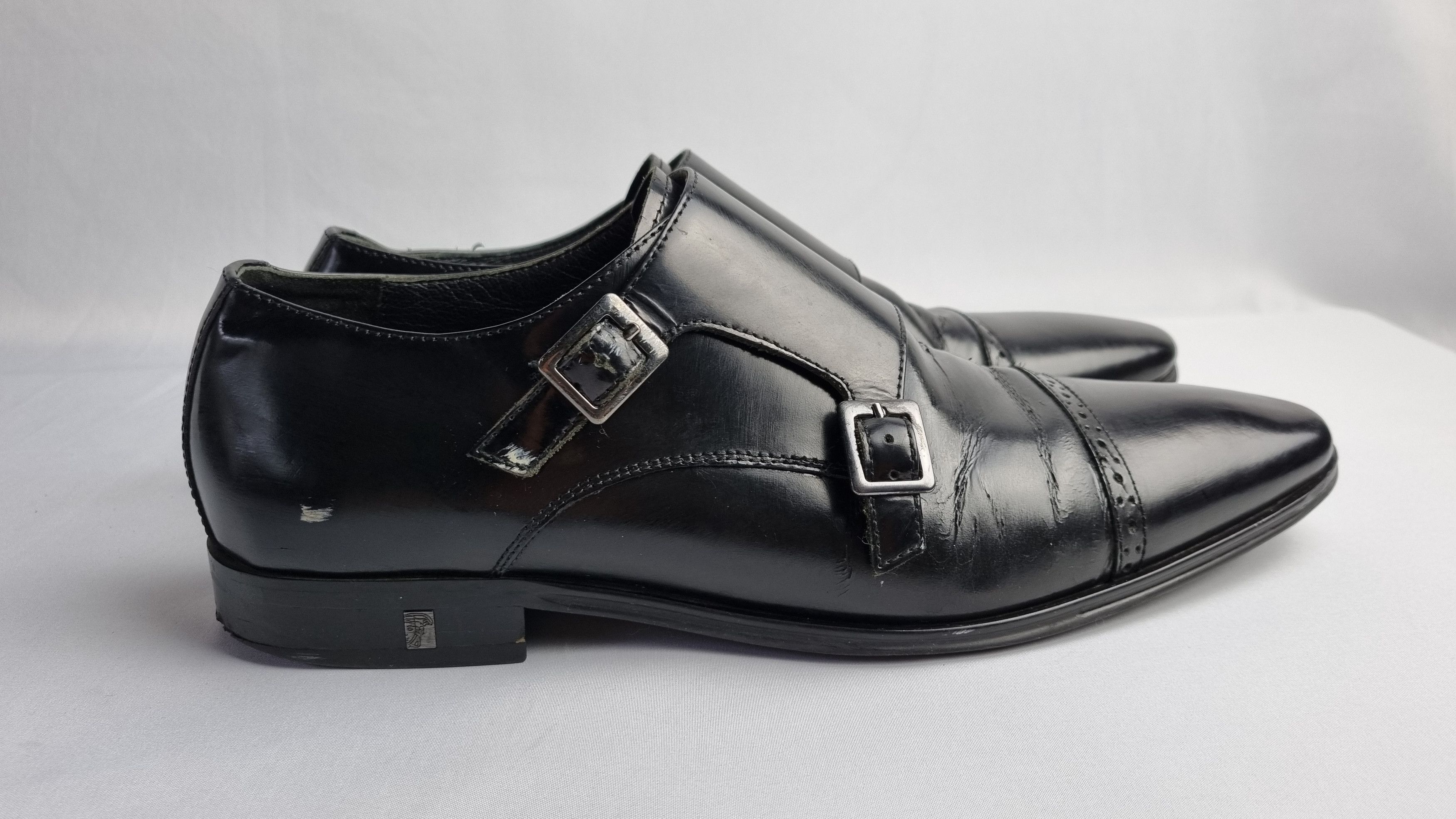 Leather × Versace × Vintage Versace Collection Double Buckle Loafers Size US 11 / EU 44 - 7 Thumbnail