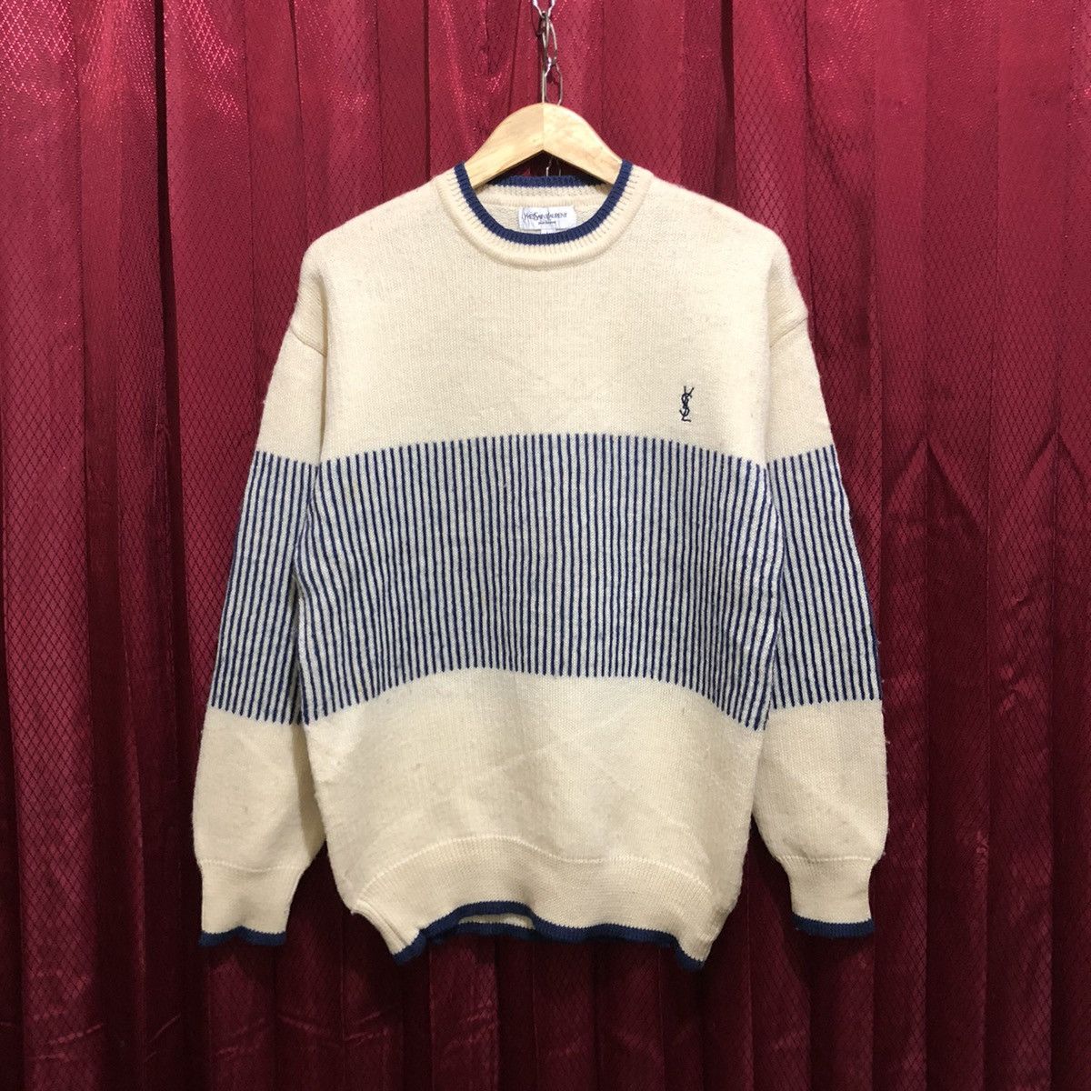 image of Vintage Knitwear Wool YVES Saint Laurent YSL Pour Homme in Broken White, Men's (Size Large)