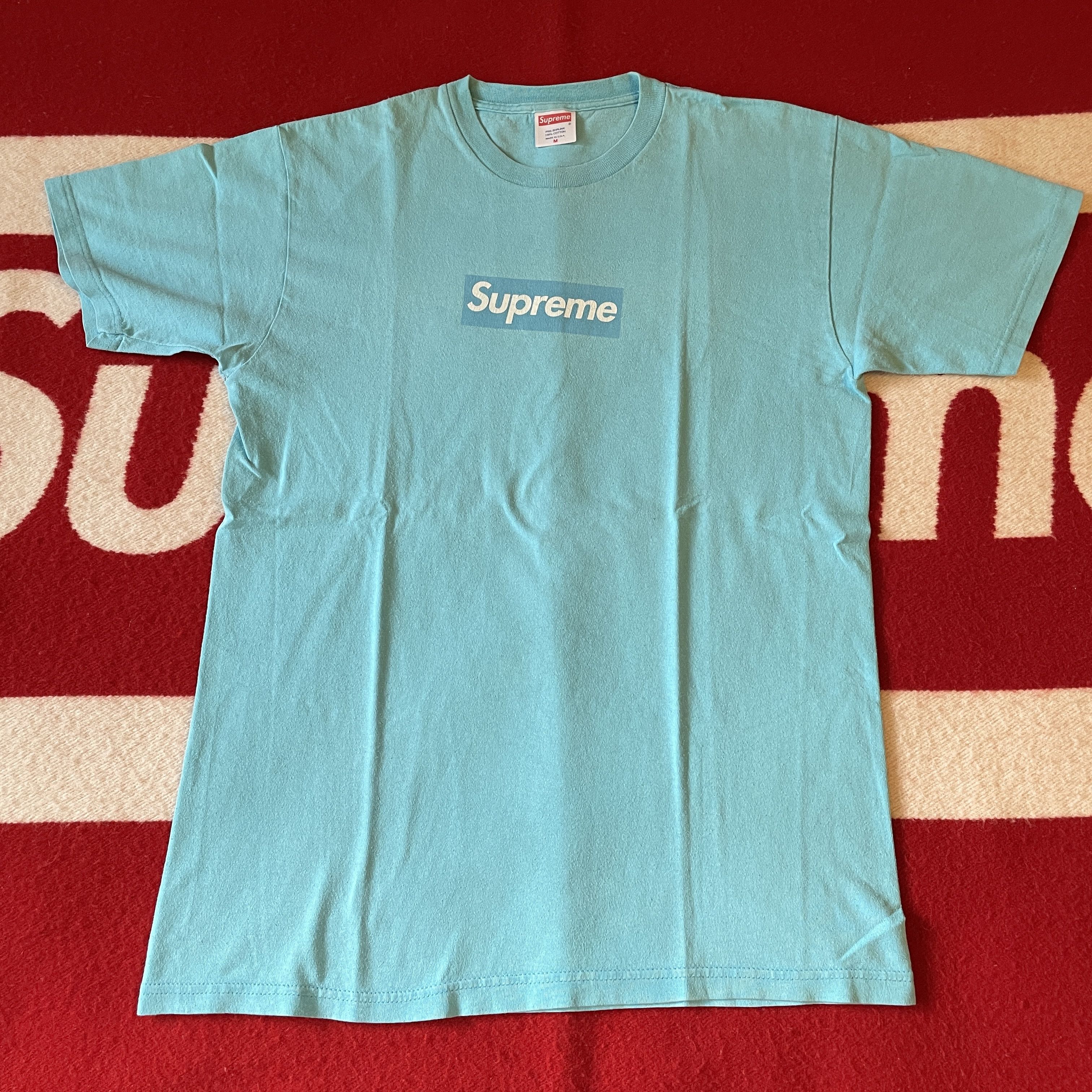 image of Supreme - Sky Blue Box Logo Tee Shirt 2003 Baby Blue S/s03, Men's (Size Medium)