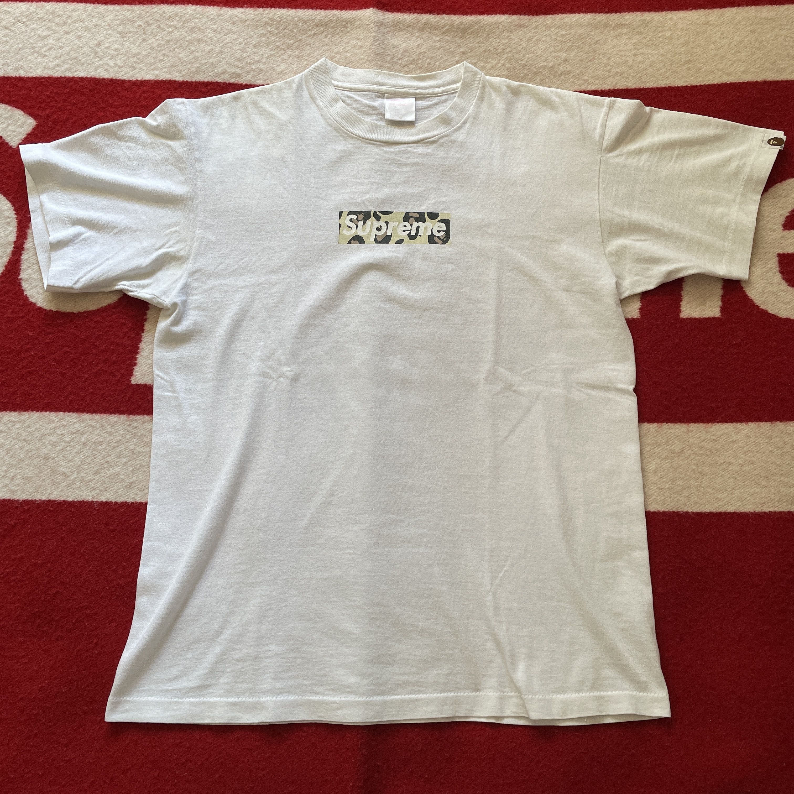 image of Bape - Banana Camo Box Logo Tee Shirt 2001-02 Ss02 in White, Men's (Size Medium)