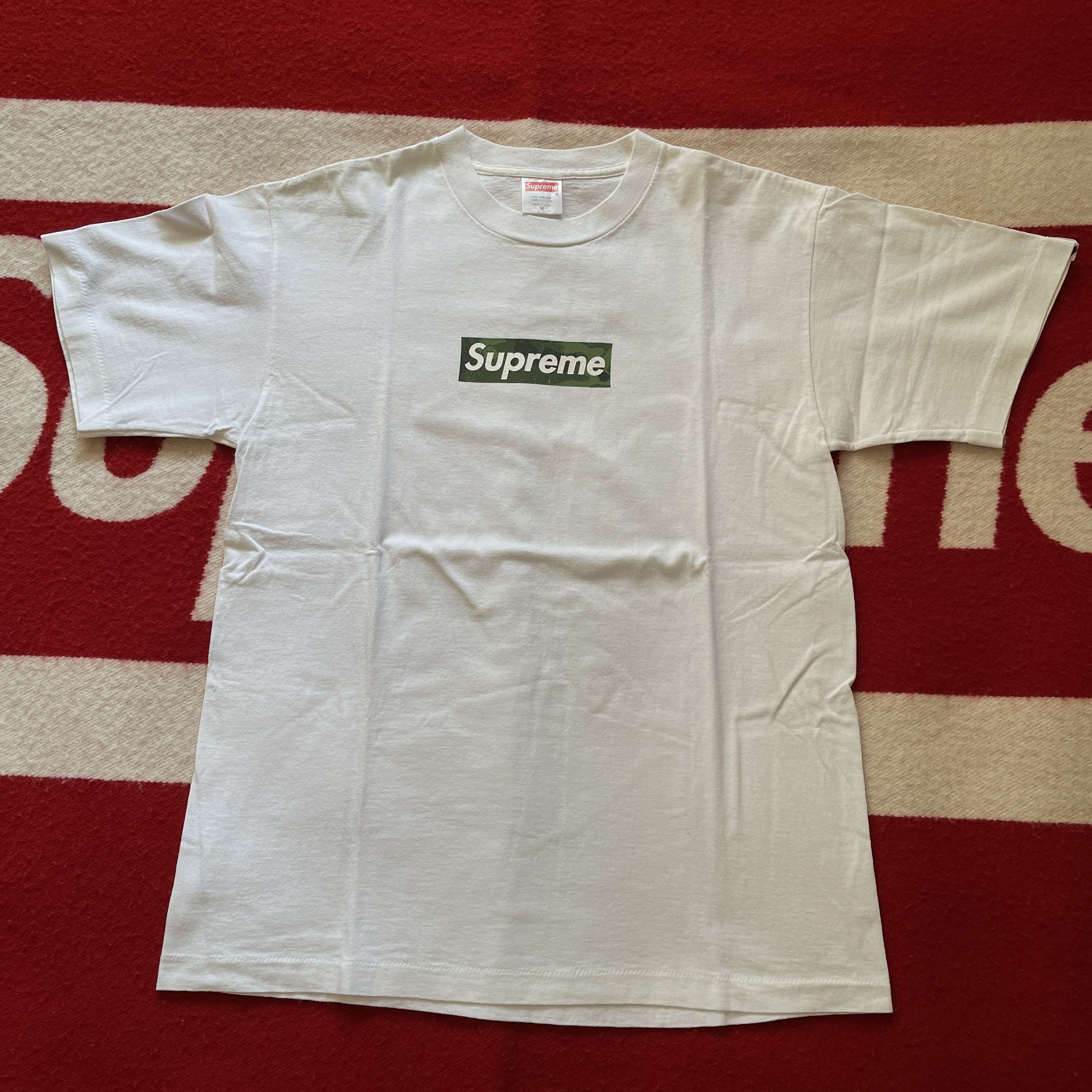 image of Bape - Woodland Camo Box Logo Tee Shirt 2001 Ss02 in White, Men's (Size Medium)