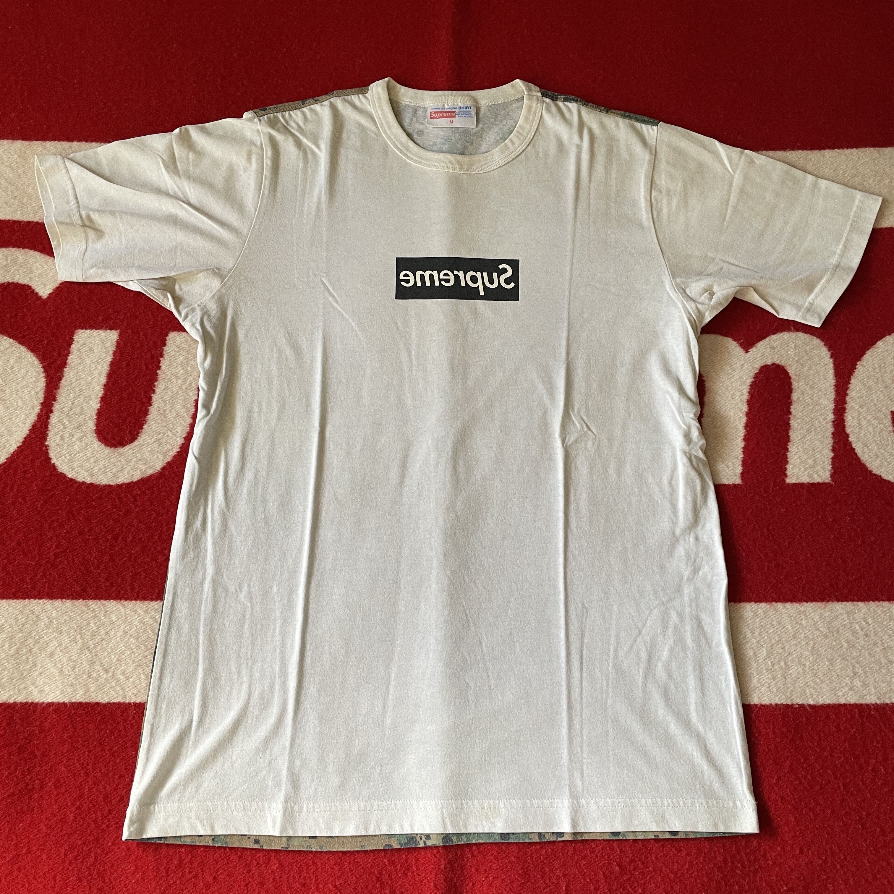 image of Comme Des Garcons x Supreme Cdg Pt 2 Digital Camo Box Logo Tee Shirt Ss13 2013 in White (Size Mediu