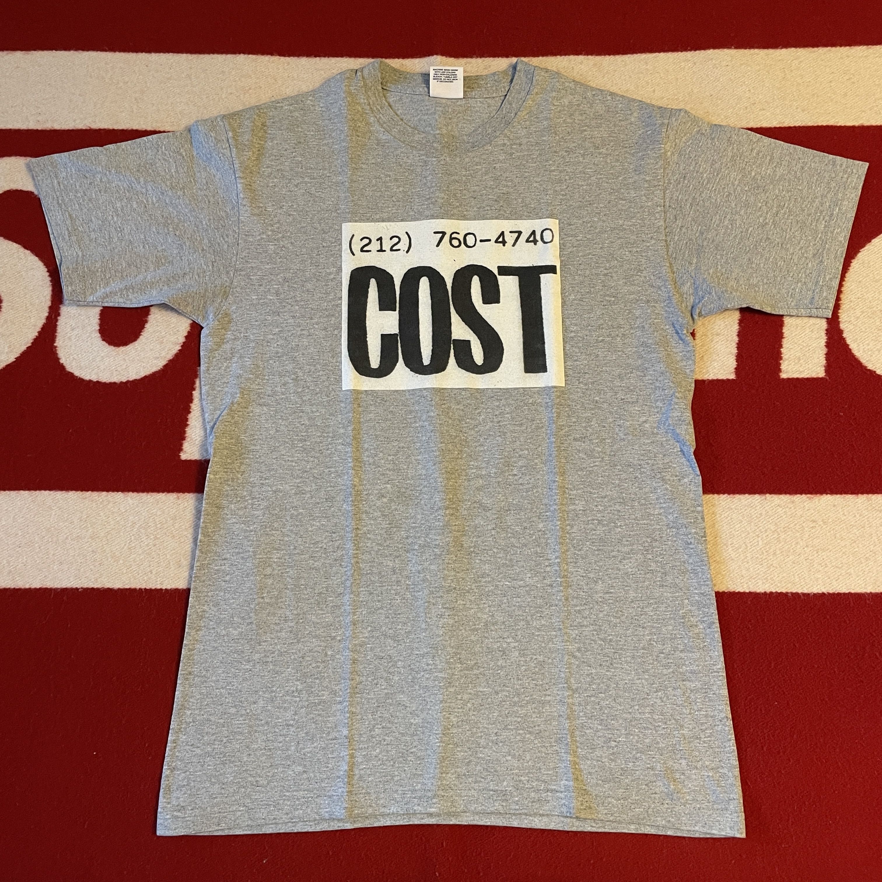 image of Supreme - Cost Phone Number Tee Shirt 2011 Fw11 Medium Gray in Heather Gray, Men's