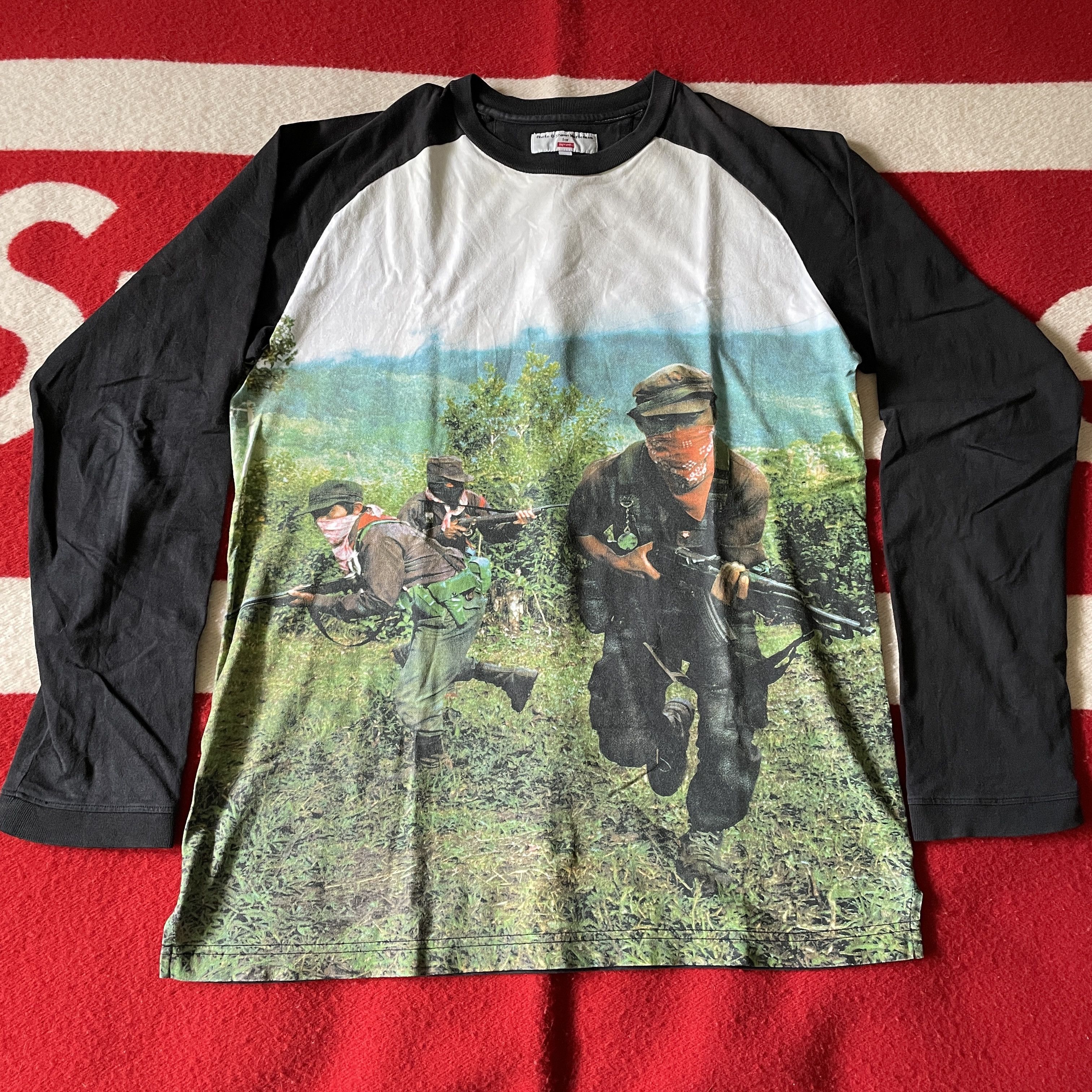 image of Supreme - Shawn Mortensen Zapatistas Raglan Shirt 2005 in Black, Men's (Size Medium)