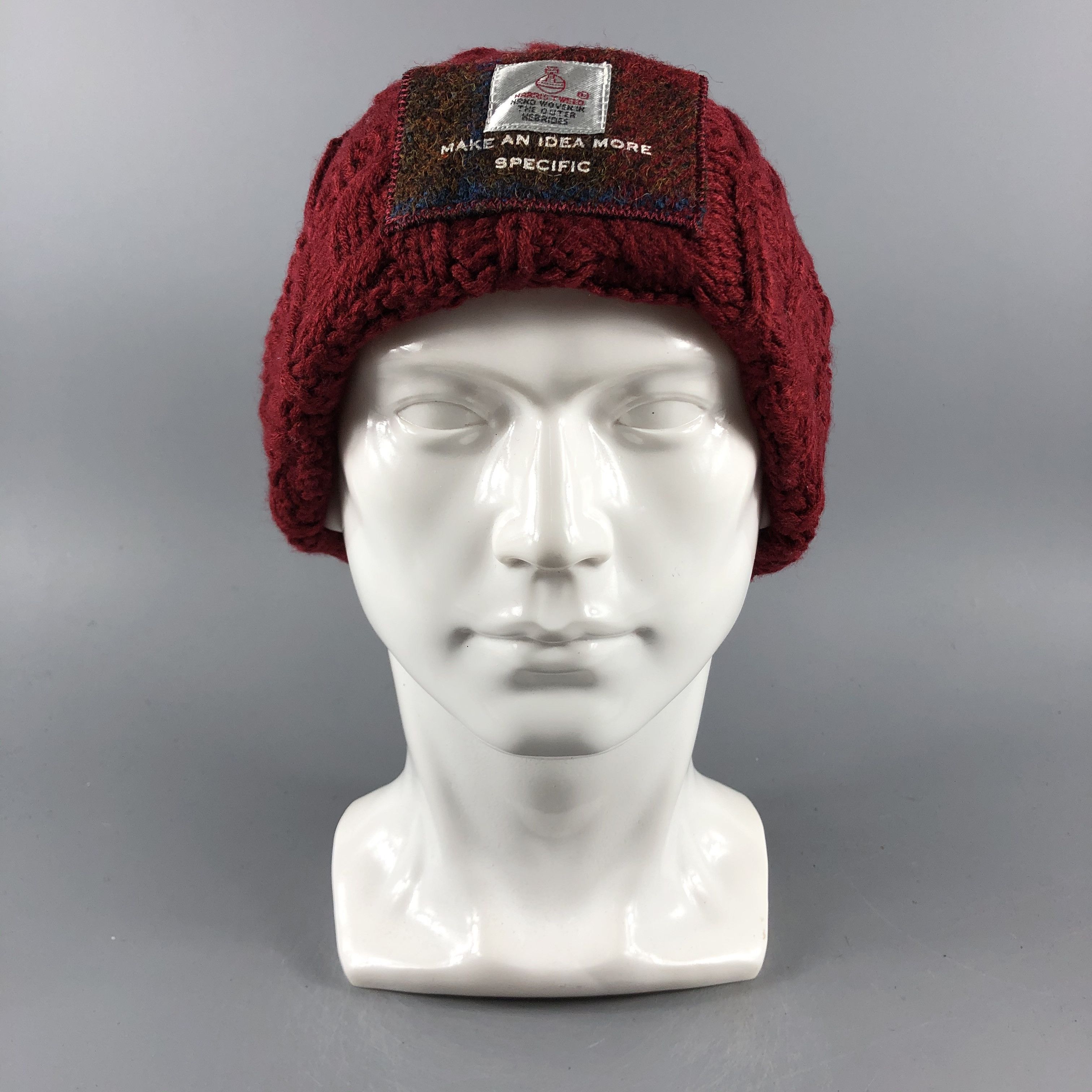 image of Harris Tweed Hats Aran Knit Beanie Crocket Snow Cap B529, Men's