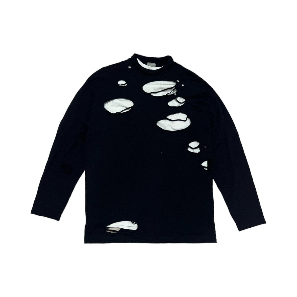 Comme des Garcons CdGH Turtleneck Distressed Wool Sweatshirt AD1996 Size US XL / EU 56 / 4 - 1 Thumbnail