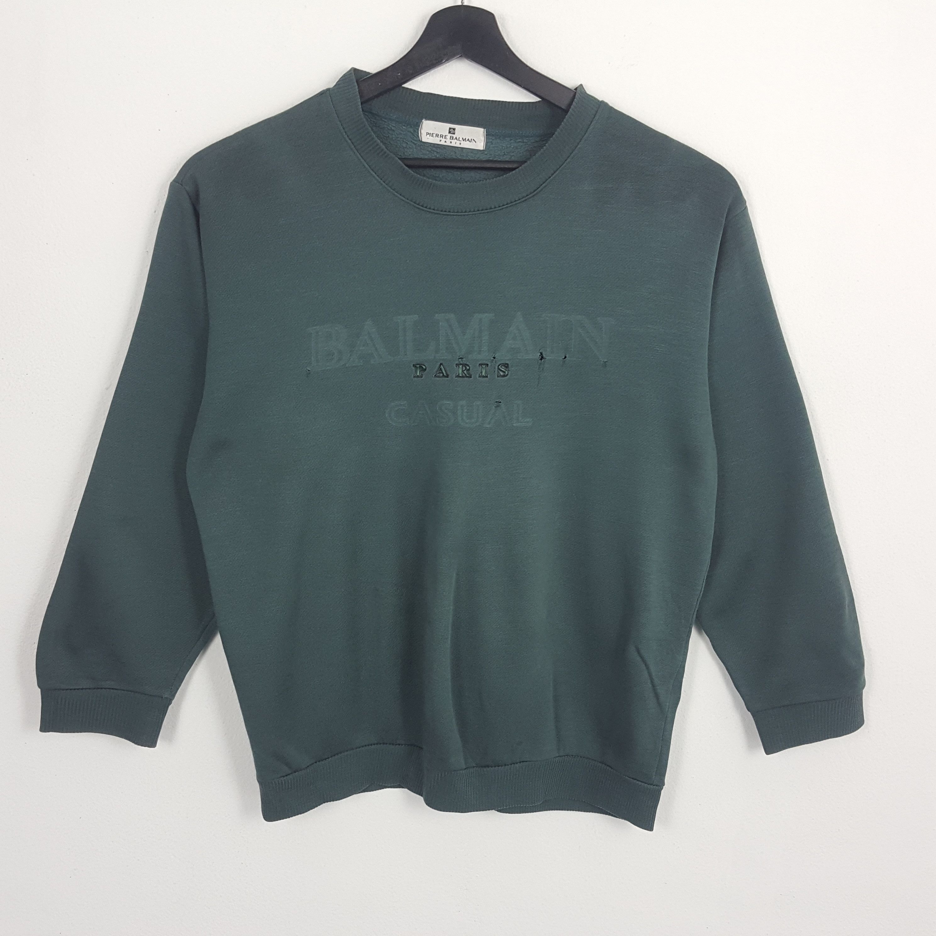 Pierre BALMAIN Paris Casual Spellout Distressed Sweatshirt