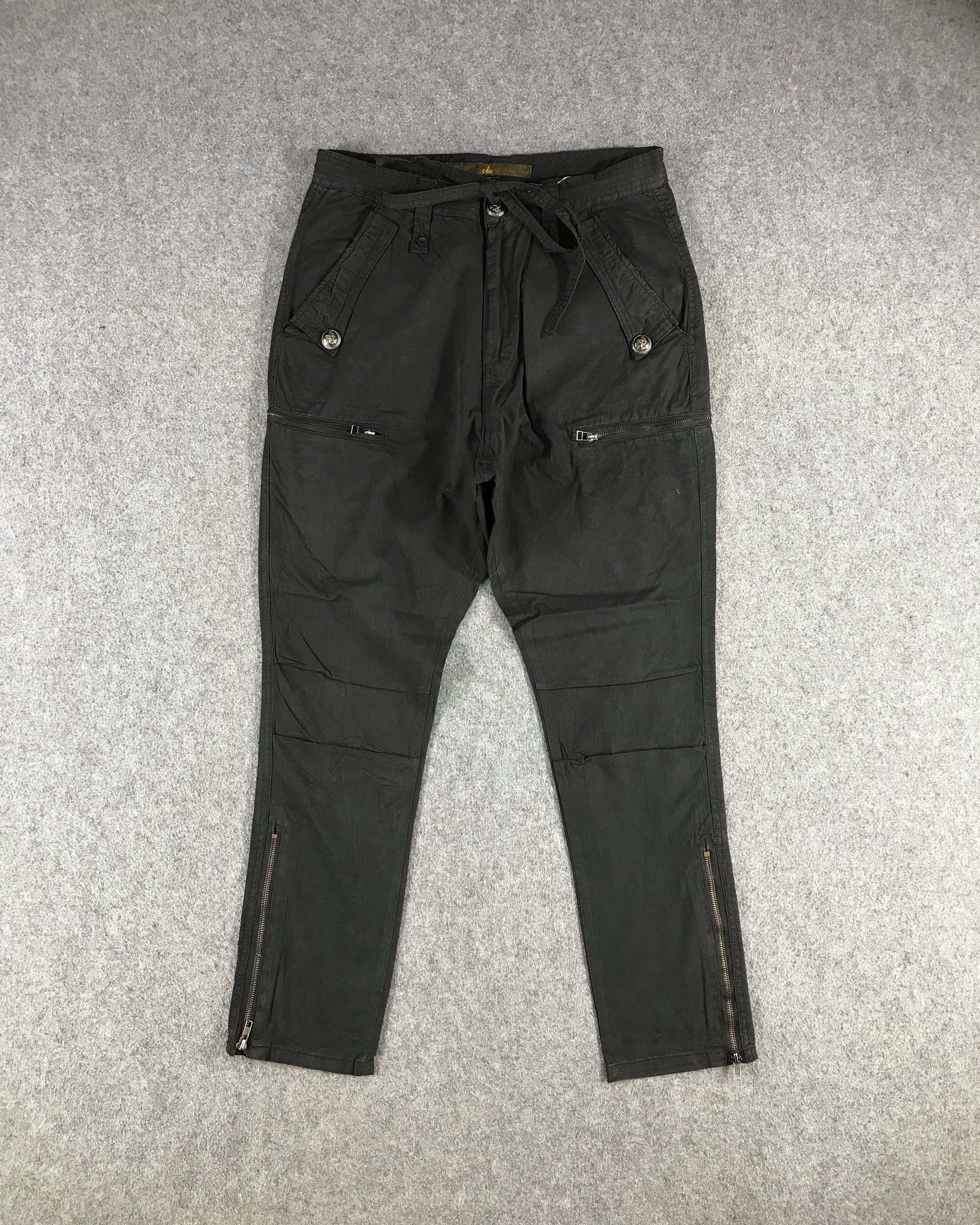 Parachute Crotch Pants Zipper Pocket Punk Trousers-J1958