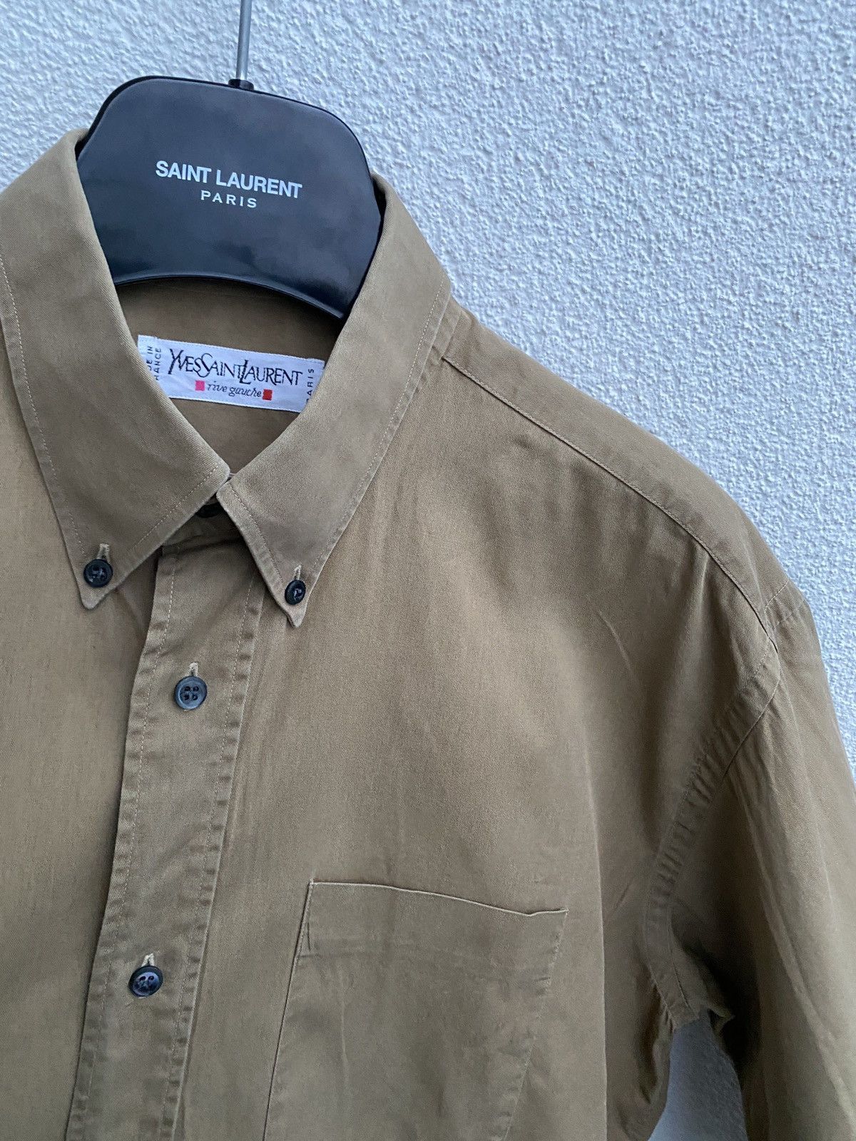image of Saint Laurent Paris x YSL Rive Gauche By Tom Ford 80's YSL Shirt Cotton Rive Gauche Vintge in Beige