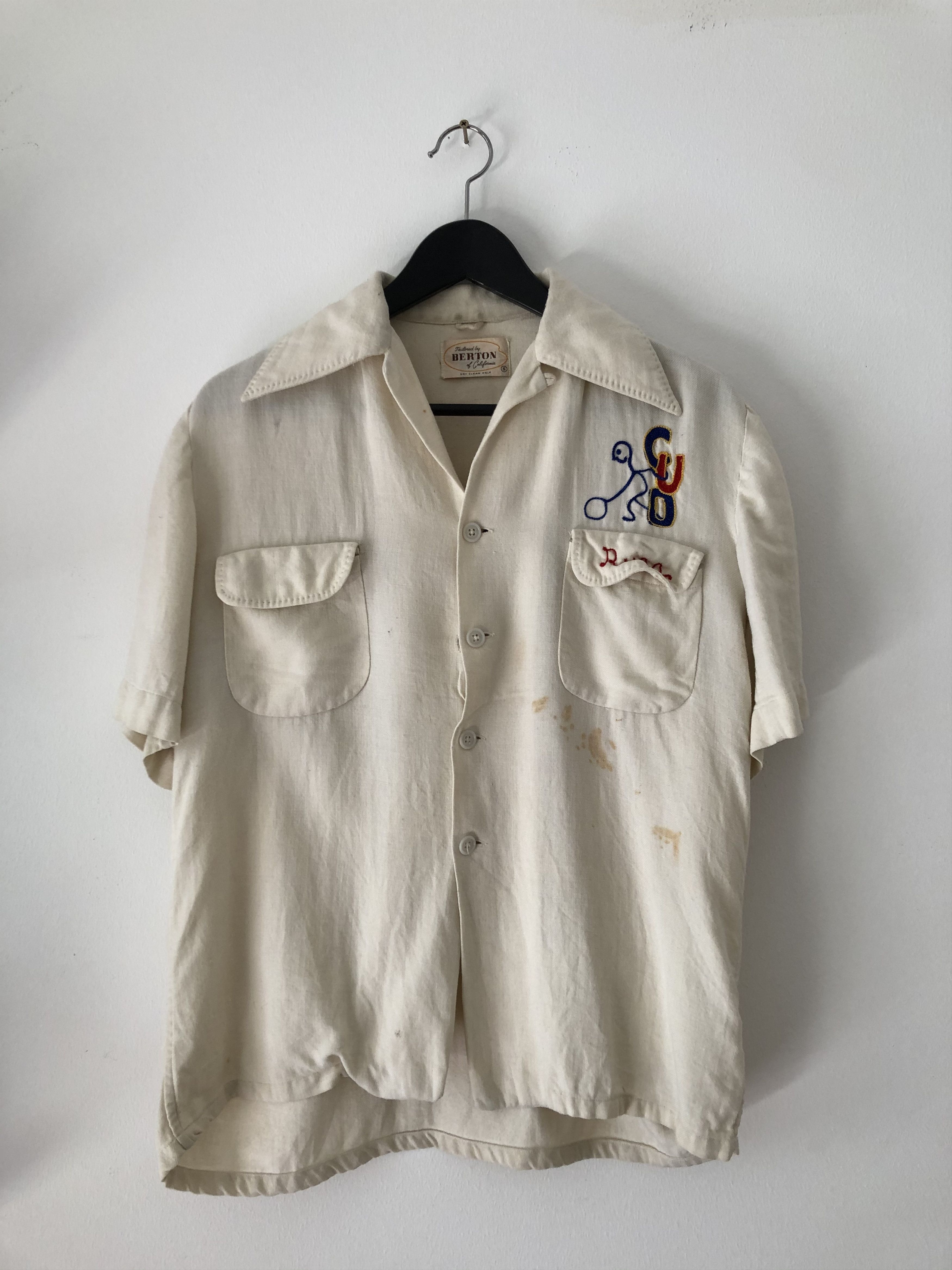 image of Vintage Bowling Shirt in White, Men's (Size XS)