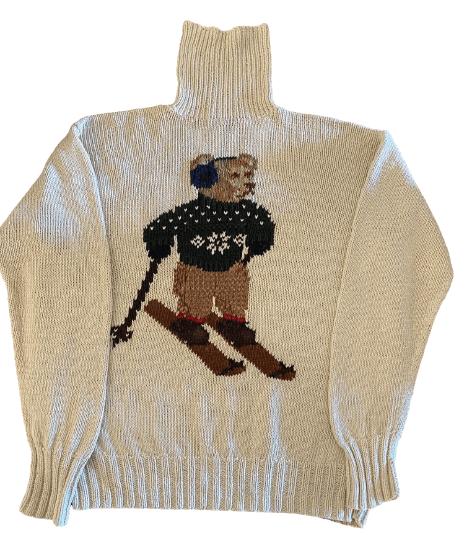 Vintage POLO Ralph Lauren Wooden Ski Bear Knit Sweater xl