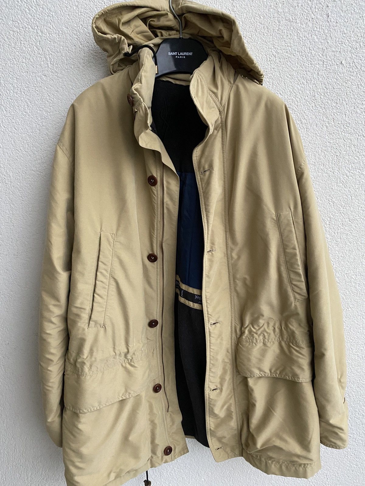 Yves Saint Laurent Warm YSL Jacket Parka Beige Size US L / EU 52-54 / 3 - 2 Thumbnail