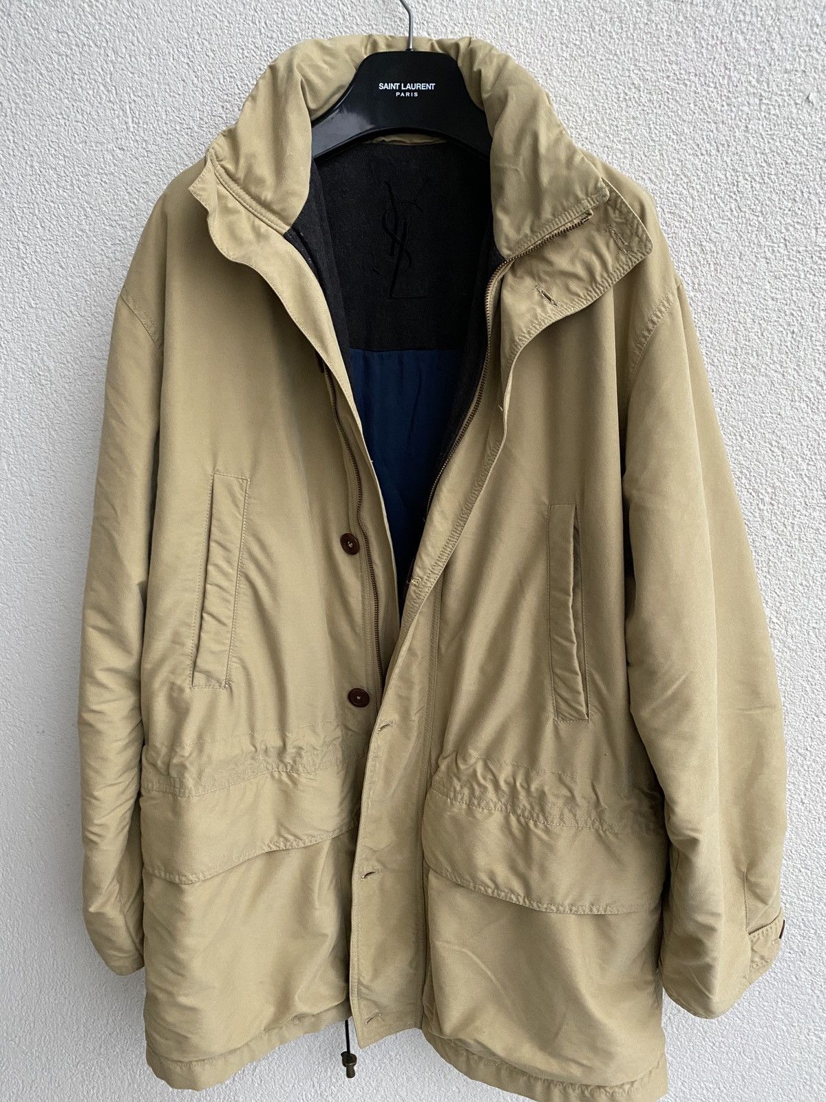 Yves Saint Laurent Warm YSL Jacket Parka Beige Size US L / EU 52-54 / 3 - 19 Thumbnail