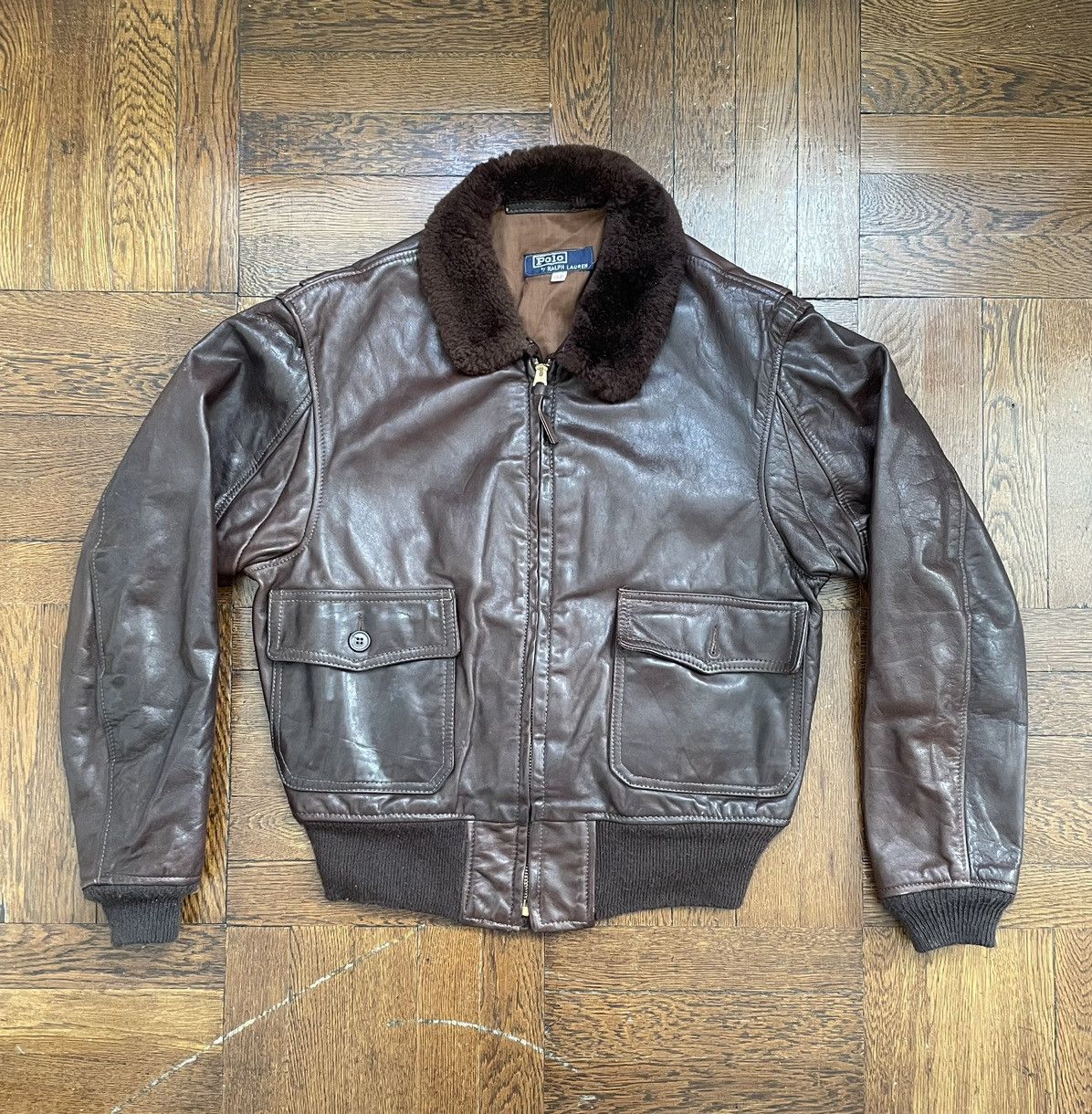 image of Military x Polo Ralph Lauren VTG Polo Ralph Laurent G-1 Flight Jacket / Bomber in Brown (Size Mediu