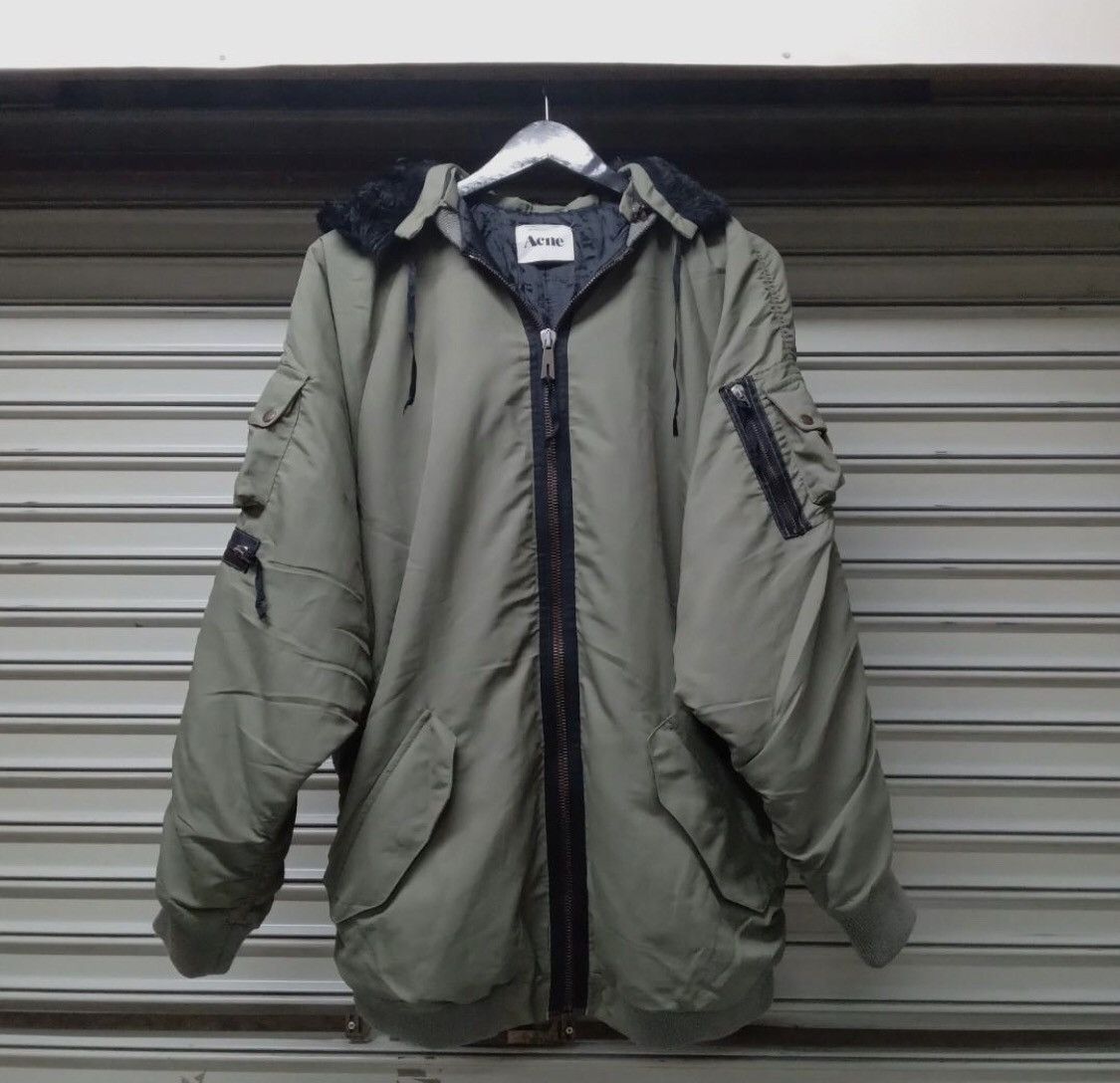 image of Iconic Acne Studios Bomber Fur Jacket Hydra Aw10 in Green Sage, Men's (Size Medium)