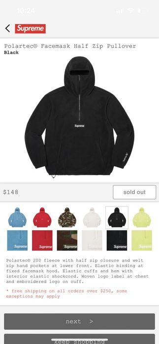 Supreme Polartec Facemask Half Zip Pullover | Grailed