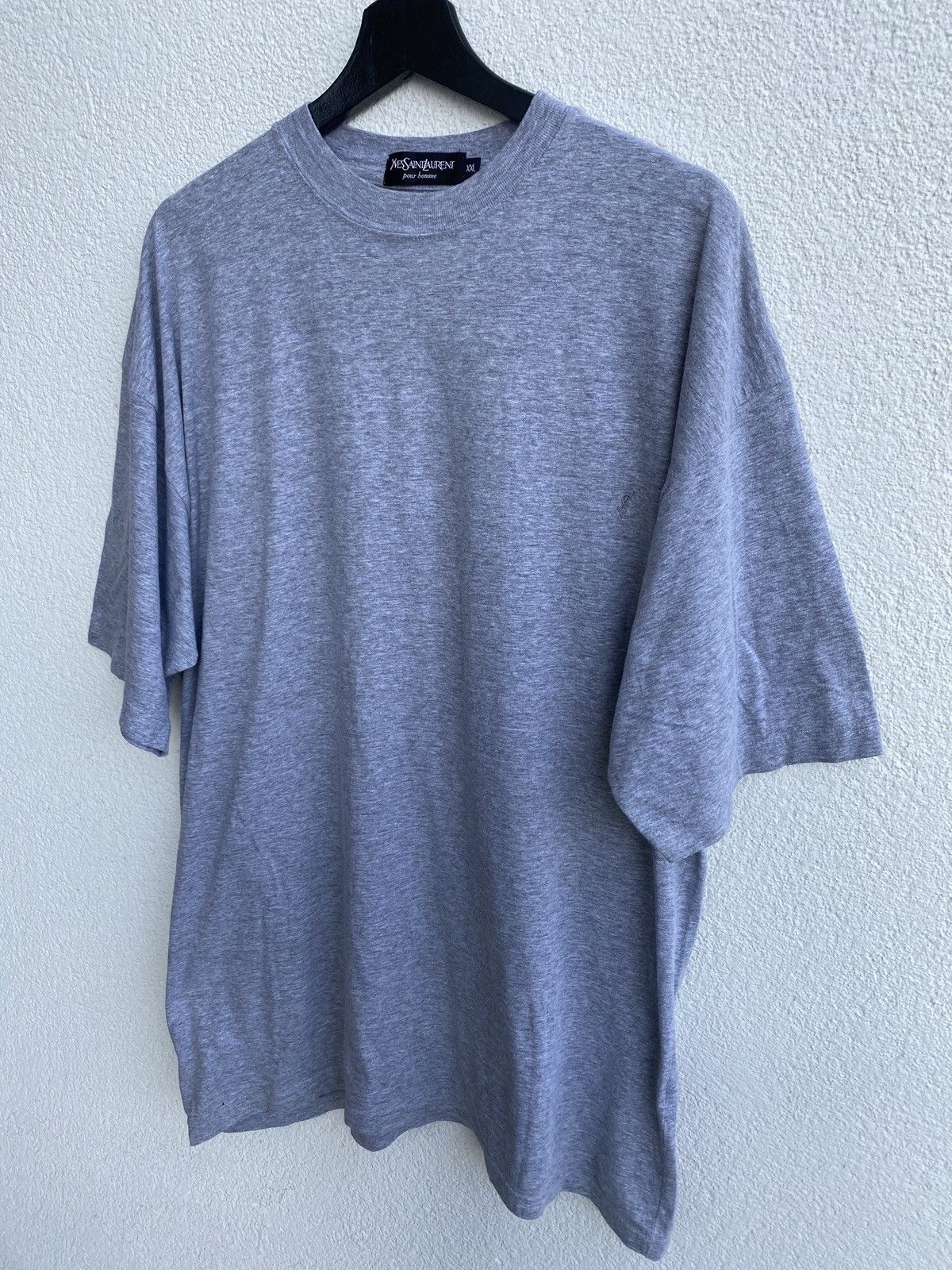 image of 90's Oversized YSL T-Shirt Logo YVES Saint Laurent T-Shirt in Grey, Men's (Size 2XL)