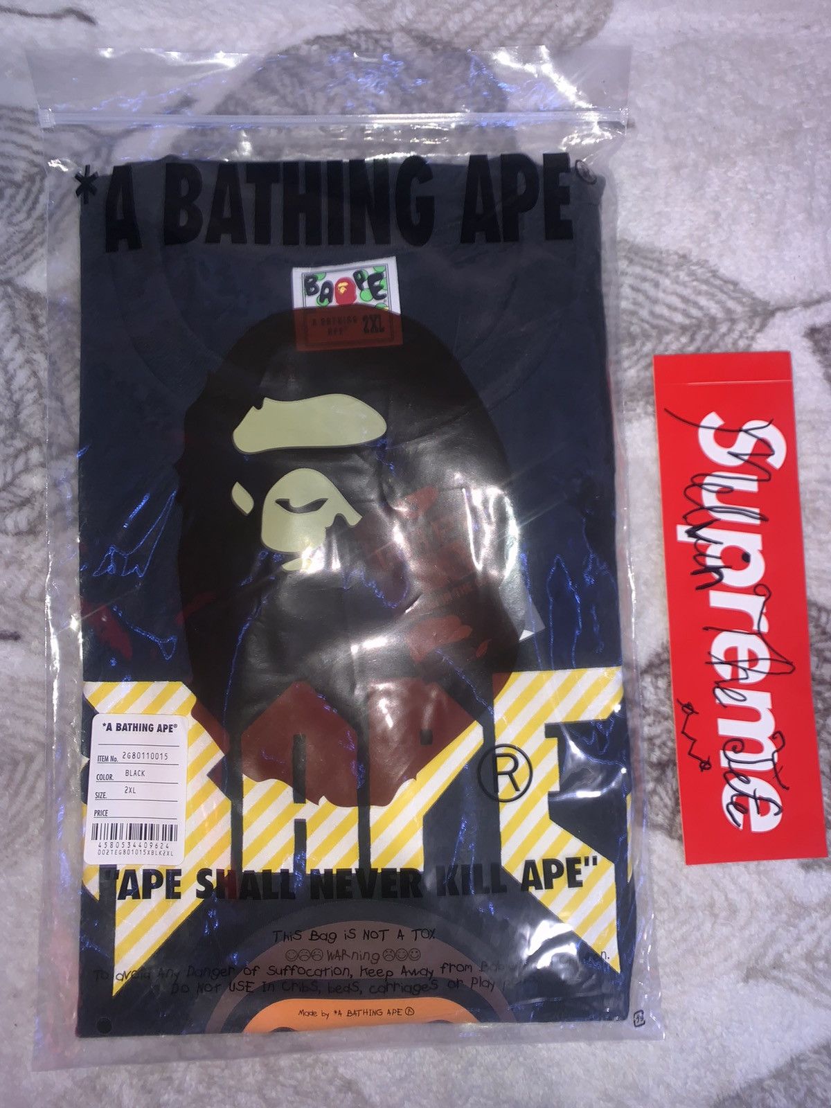 image of Bape Baby Milo “ Rock Guitar “ Short Sleeve Sz. in Black, Men's (Size 2XL)