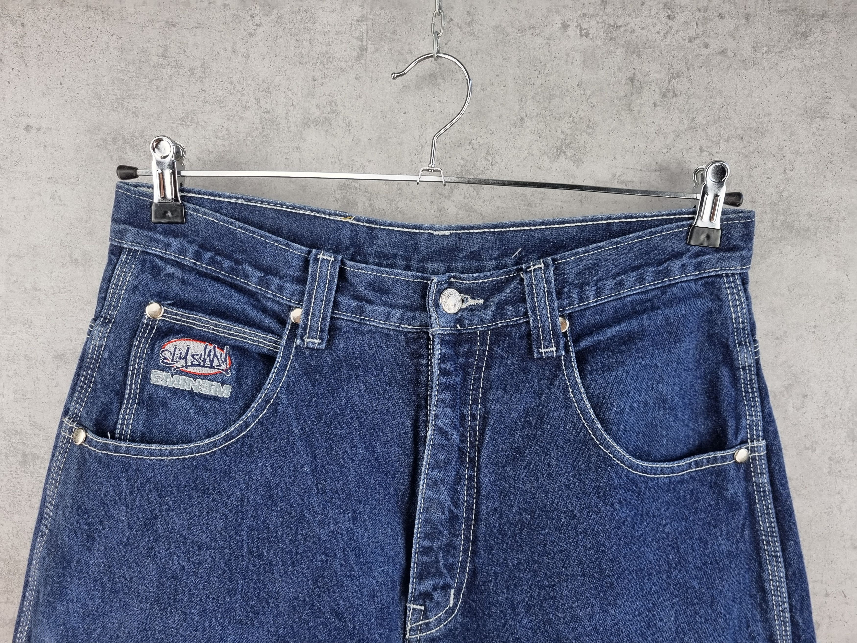 Eminem × Rap Tees 90s Eminem Carpenter Raw Denim Baggy Shorts Big Logo Shorts Size US 32 / EU 48 - 4 Thumbnail