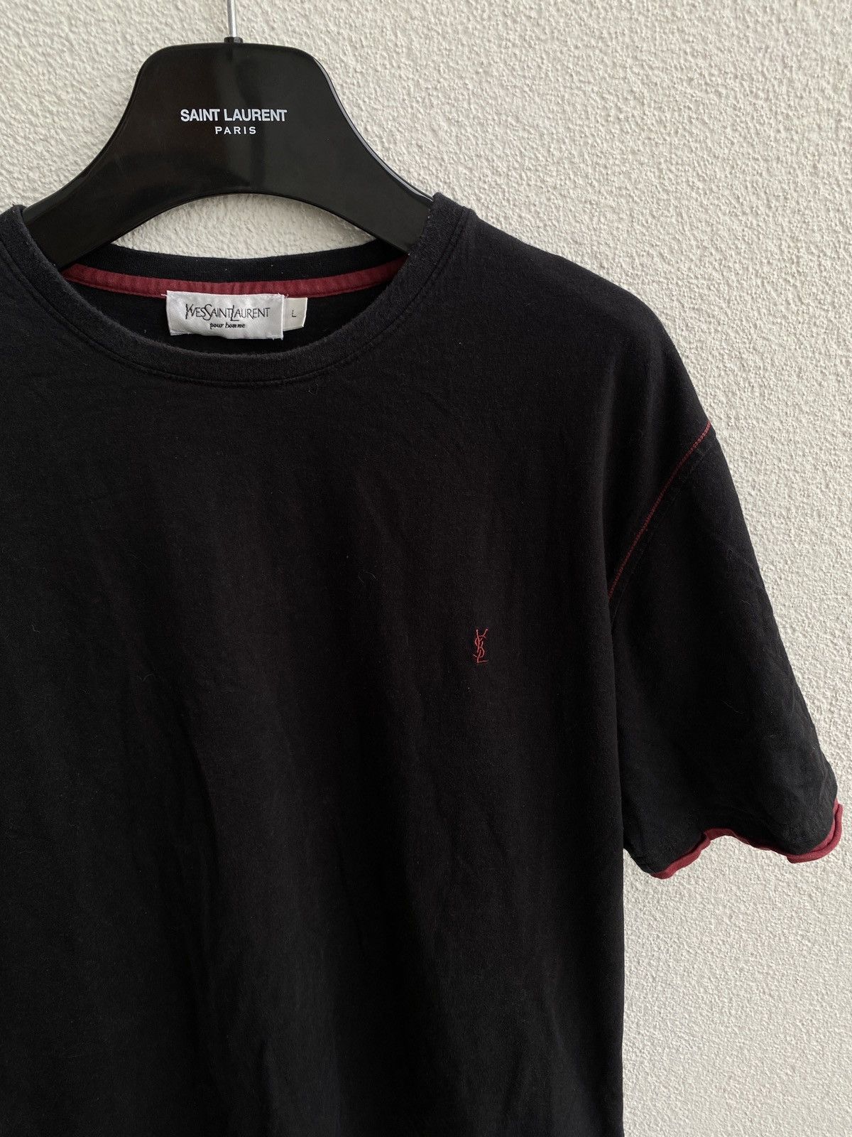 Yves Saint Laurent Black YSL T-shirt Double Layer Size US M / EU 48-50 / 2 - 3 Thumbnail