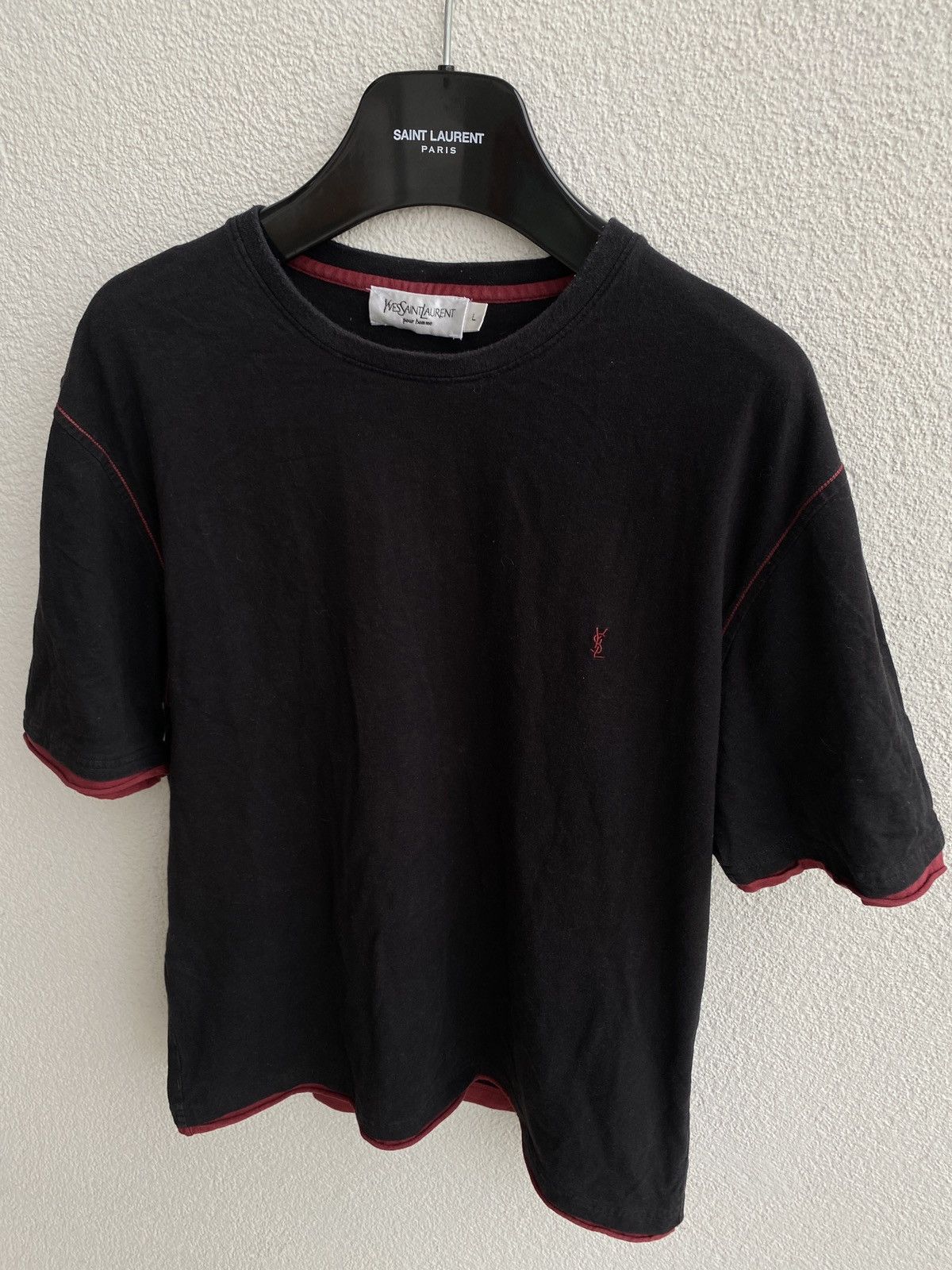 Yves Saint Laurent Black YSL T-shirt Double Layer Size US M / EU 48-50 / 2 - 12 Thumbnail