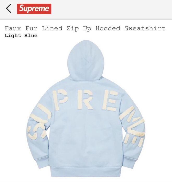 Supreme Supreme Faux Fur Lined Zip Up Hooded Sweatshirt SIZE SMALL