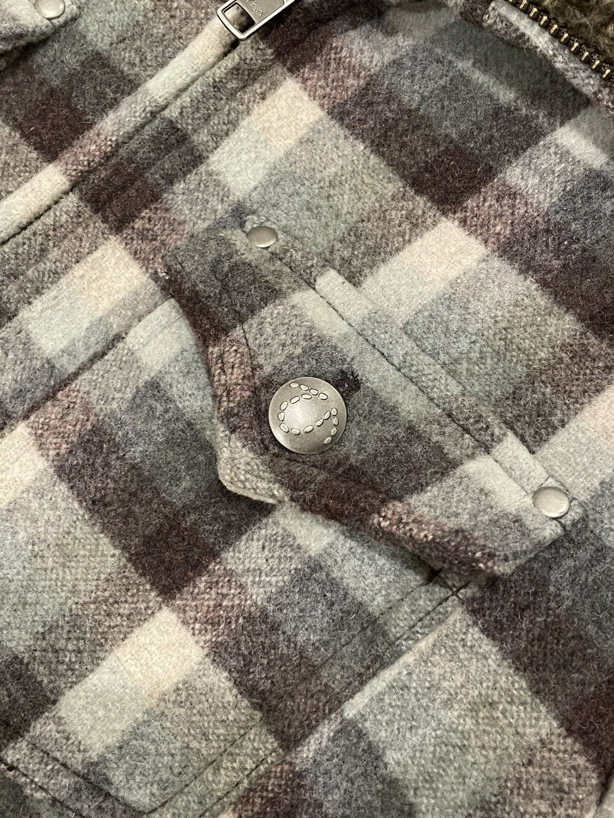 True Religion × Vintage Vintage Flannel Jacket w/ Shearling Collar Size US S / EU 44-46 / 1 - 3 Thumbnail