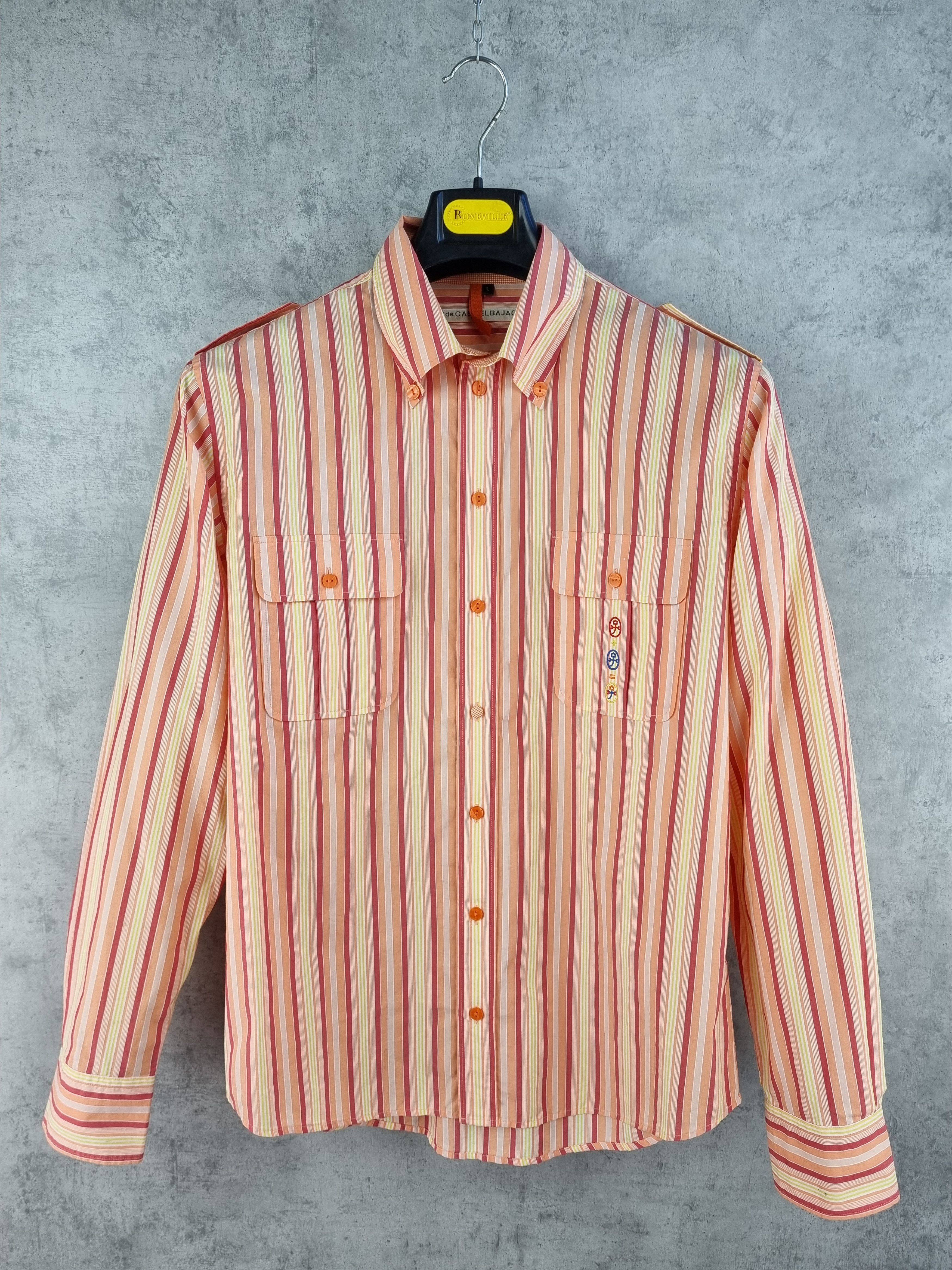 Jean Charles De Castelbajac × Vintage 90s Rare Castelbaljac Striped Military Design Shirt Size US L / EU 52-54 / 3 - 2 Thumbnail