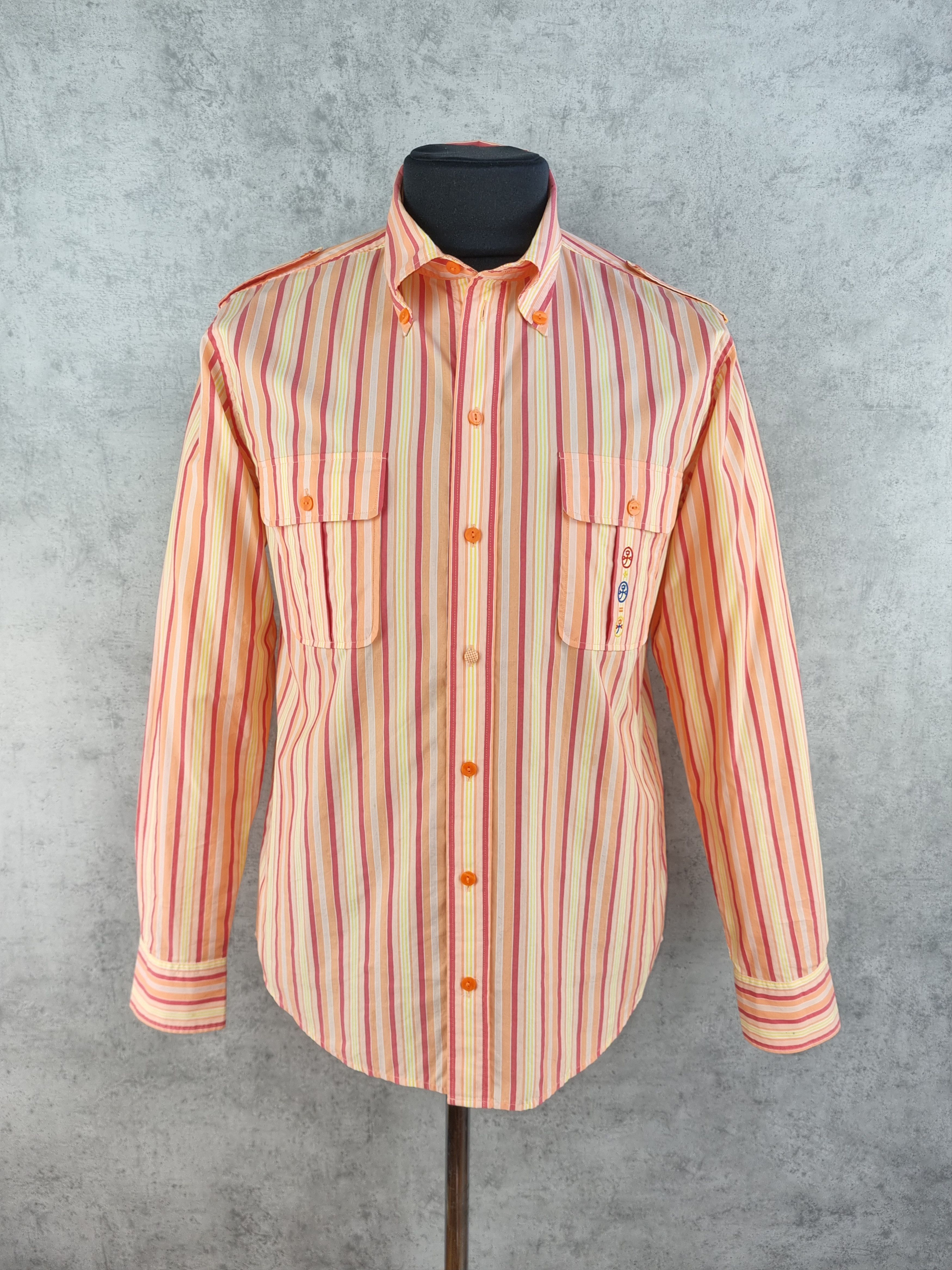 Jean Charles De Castelbajac × Vintage 90s Rare Castelbaljac Striped Military Design Shirt Size US L / EU 52-54 / 3 - 3 Thumbnail