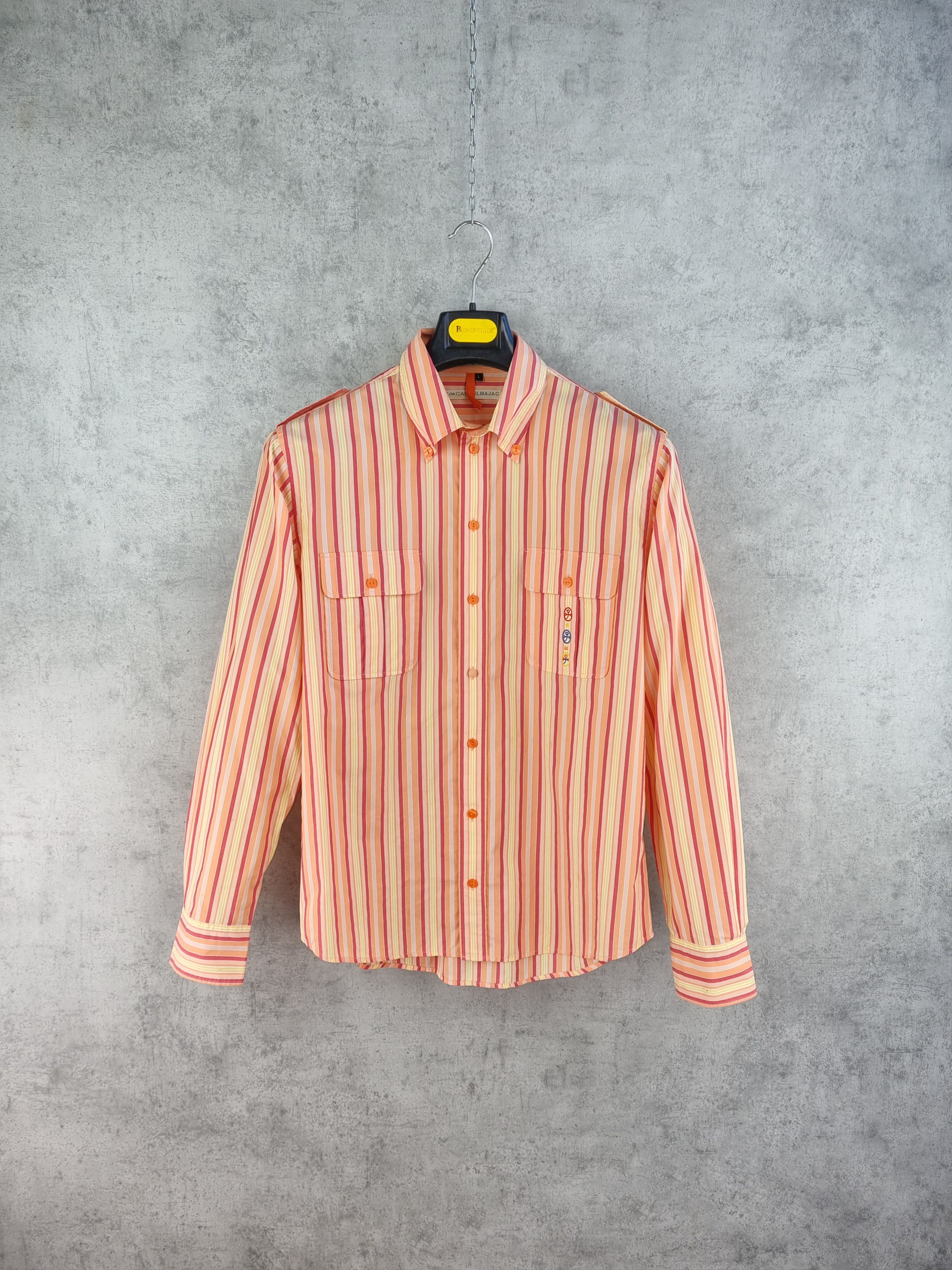 Jean Charles De Castelbajac × Vintage 90s Rare Castelbaljac Striped Military Design Shirt Size US L / EU 52-54 / 3 - 17 Thumbnail
