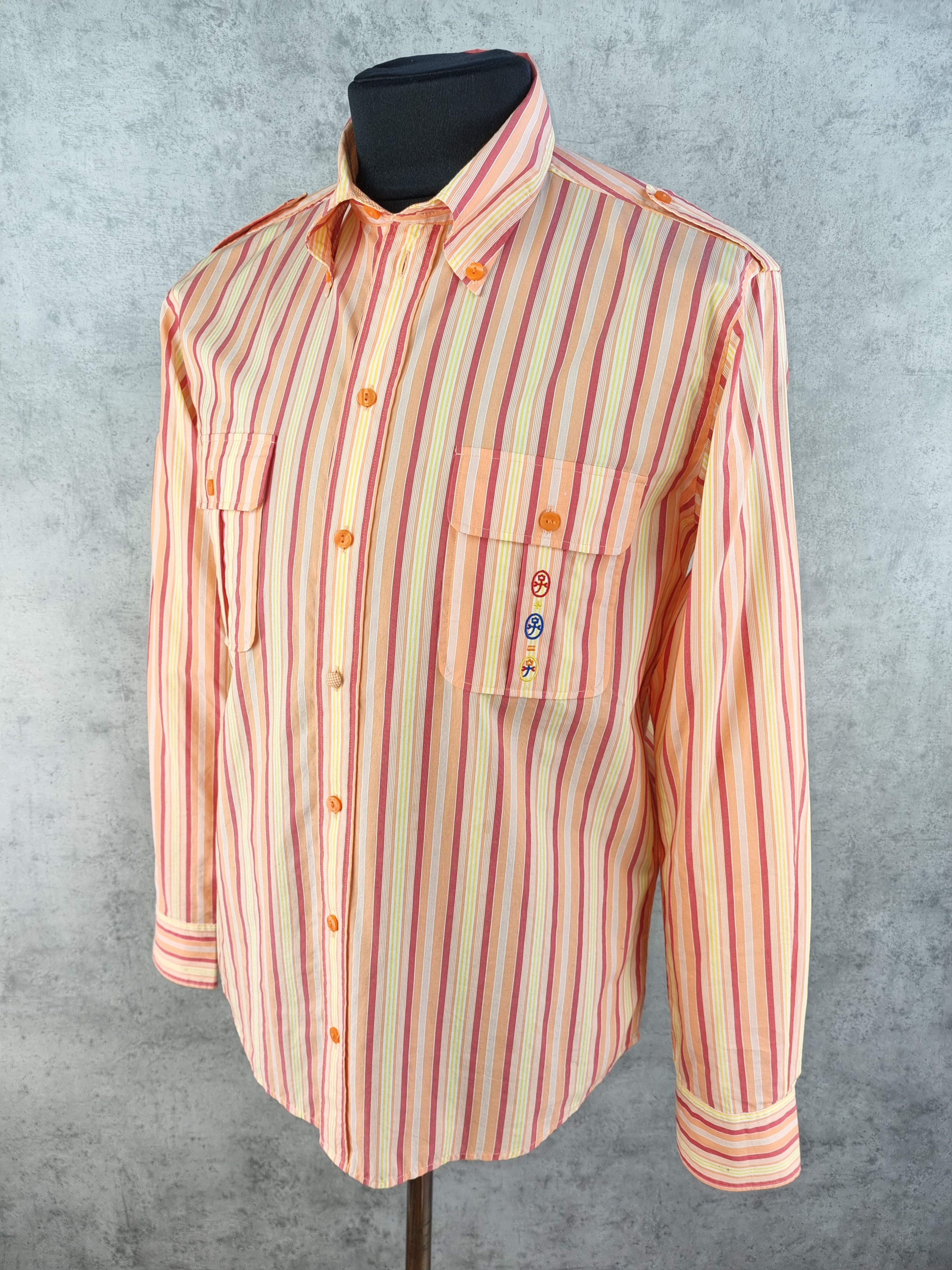 Jean Charles De Castelbajac × Vintage 90s Rare Castelbaljac Striped Military Design Shirt Size US L / EU 52-54 / 3 - 6 Thumbnail
