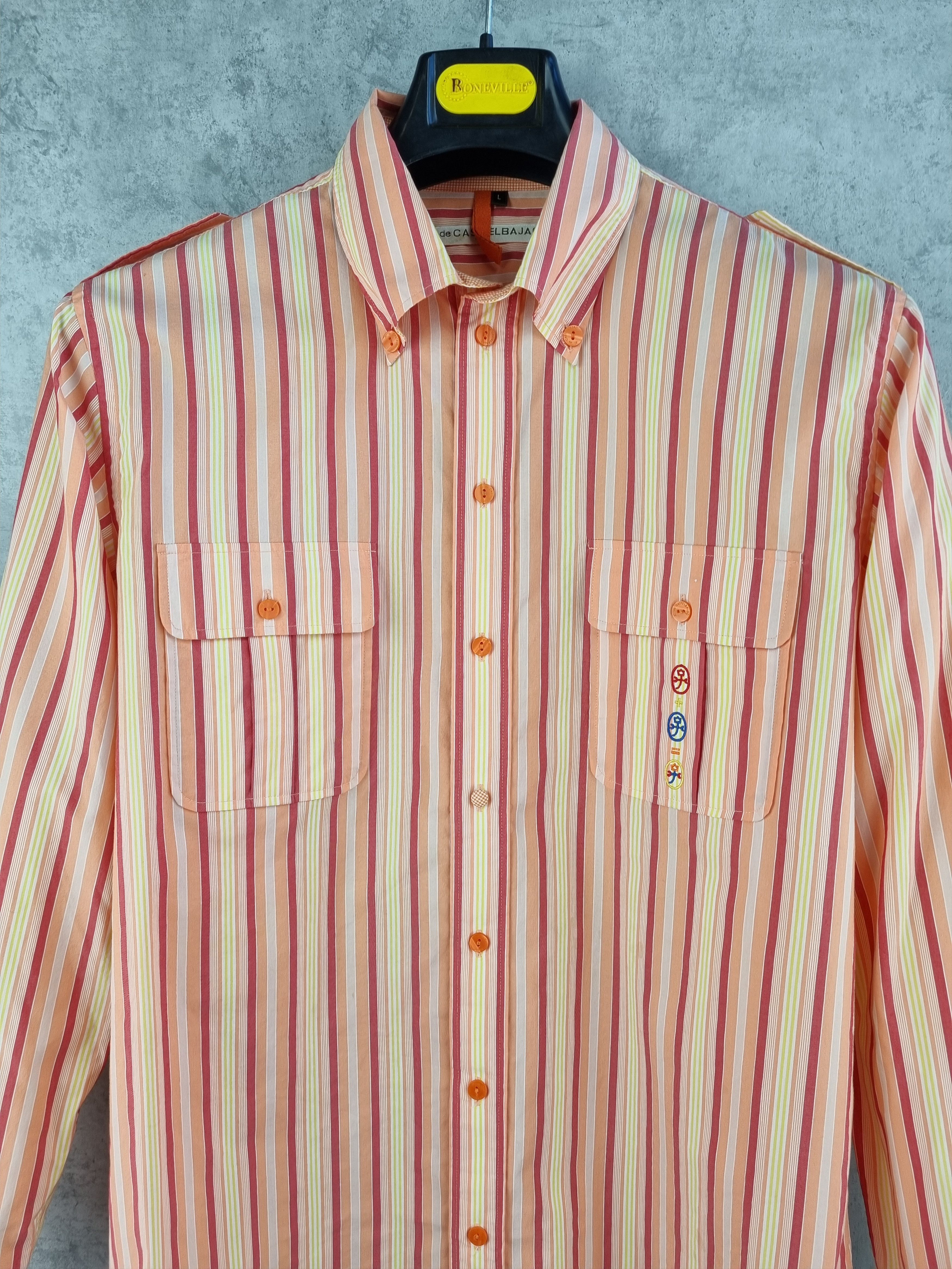 Jean Charles De Castelbajac × Vintage 90s Rare Castelbaljac Striped Military Design Shirt Size US L / EU 52-54 / 3 - 1 Thumbnail