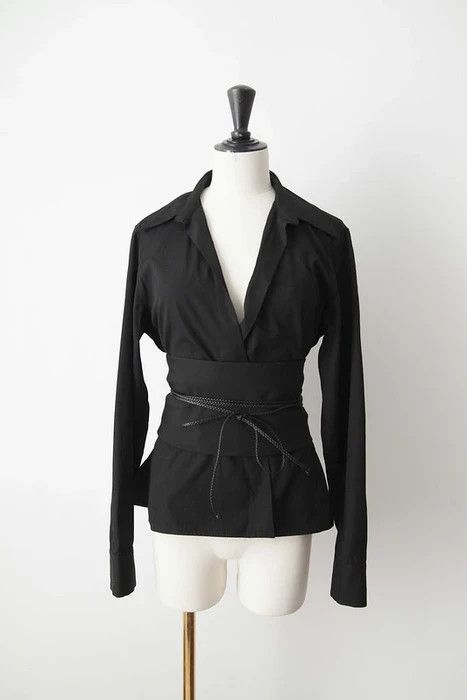 image of Gucci x Tom Ford Aw02 Kimono Belt Shirt in Black, Women's (Size Medium)